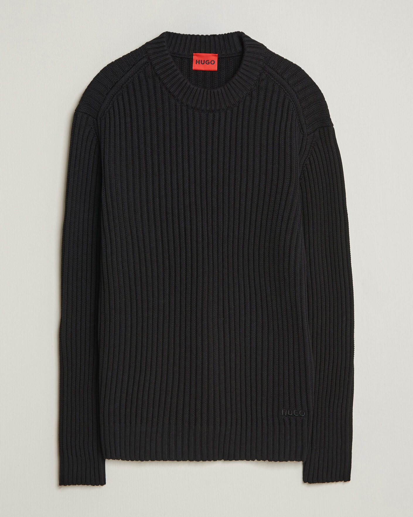 Uomini | Maglieria | HUGO | Sribban Cotton Knitted Sweater Black