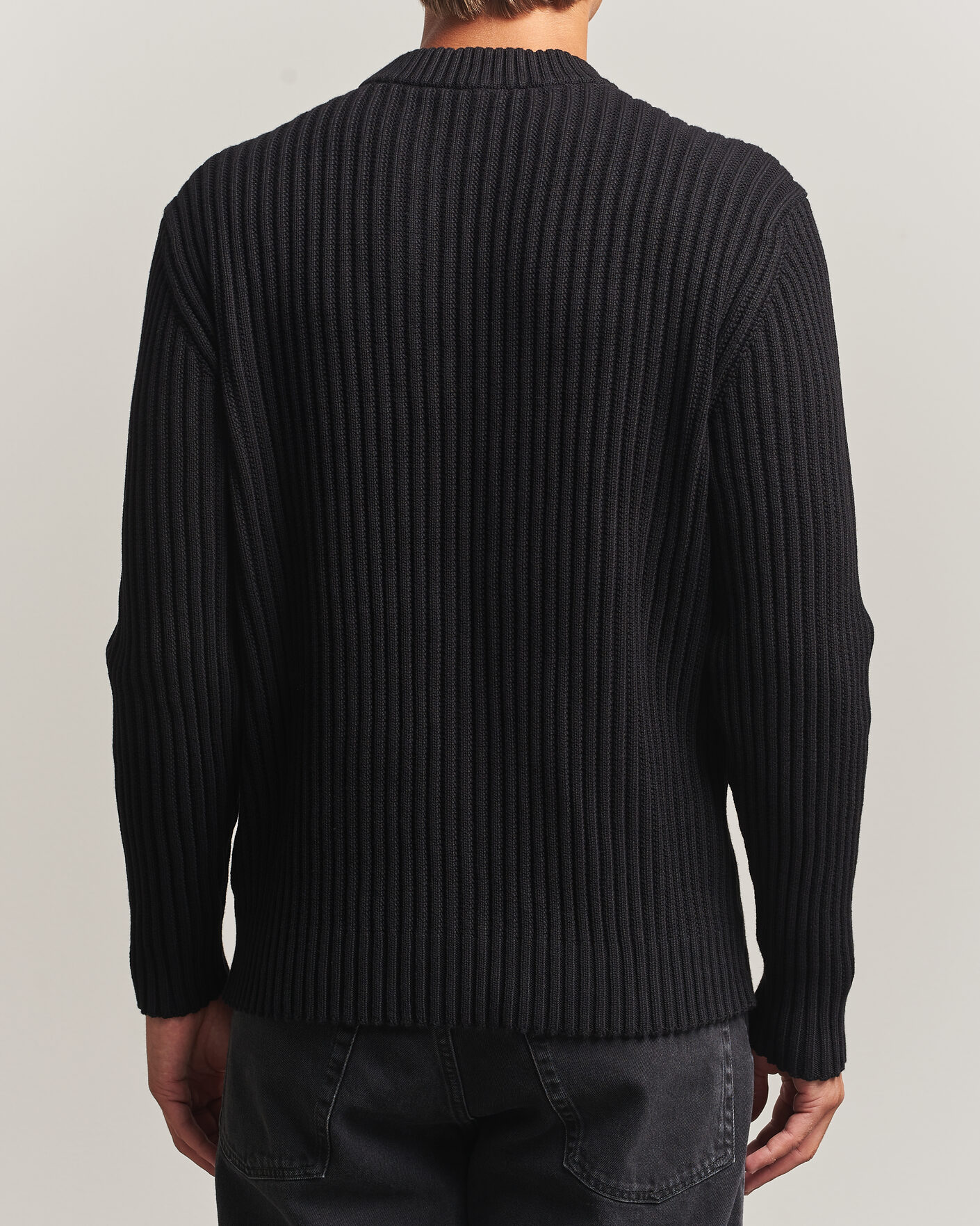 Uomini | Maglieria | HUGO | Sribban Cotton Knitted Sweater Black