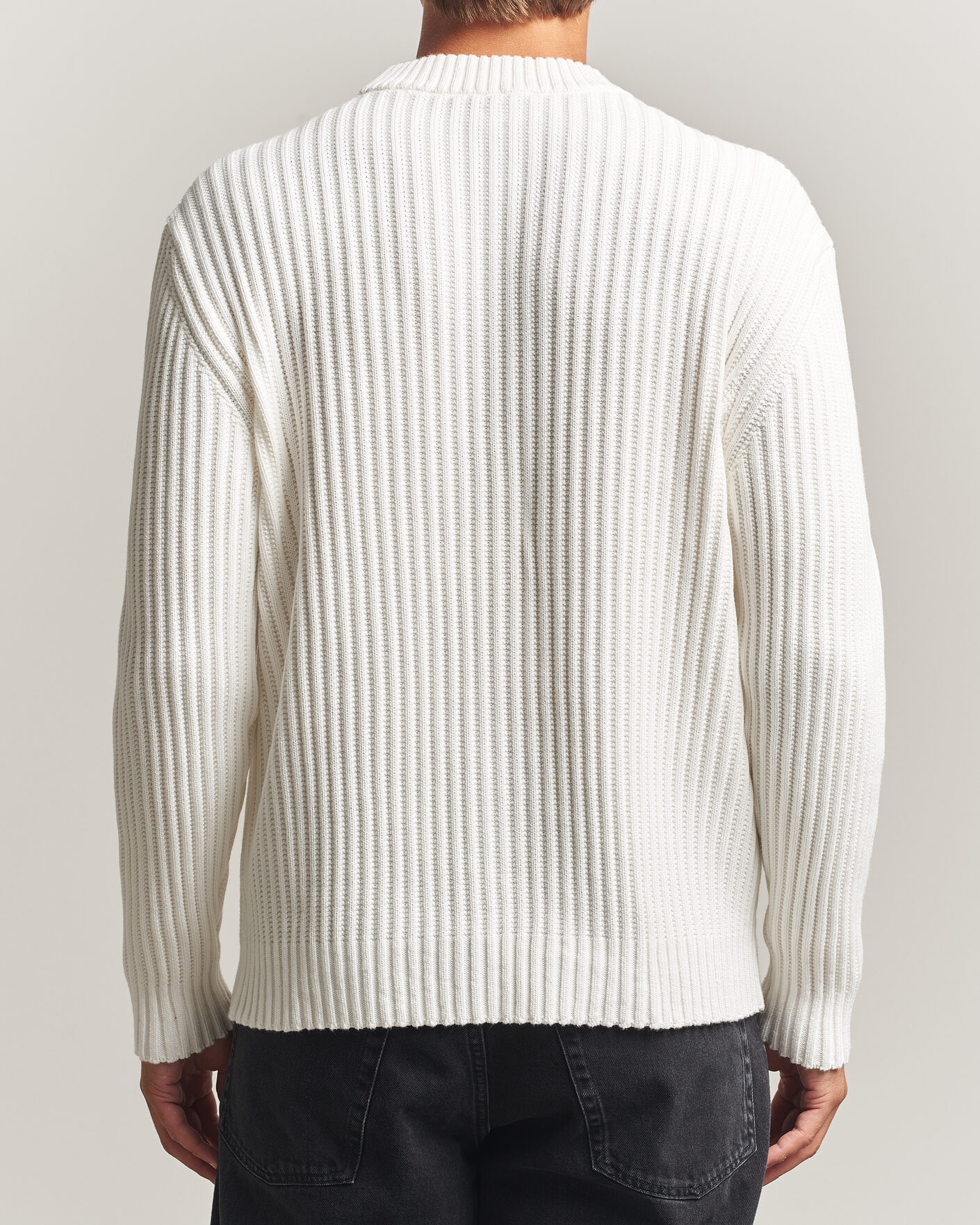 Uomini | Maglieria | HUGO | Sribban Cotton Knitted Sweater Natural