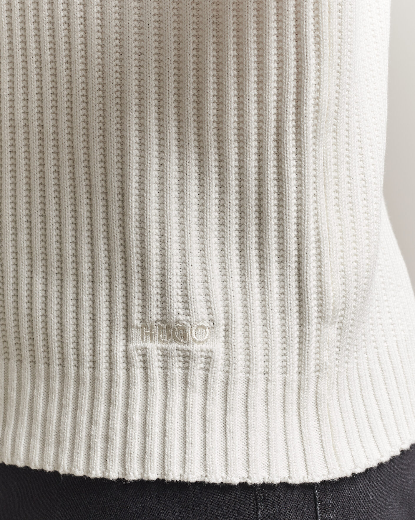 Uomini | Maglieria | HUGO | Sribban Cotton Knitted Sweater Natural