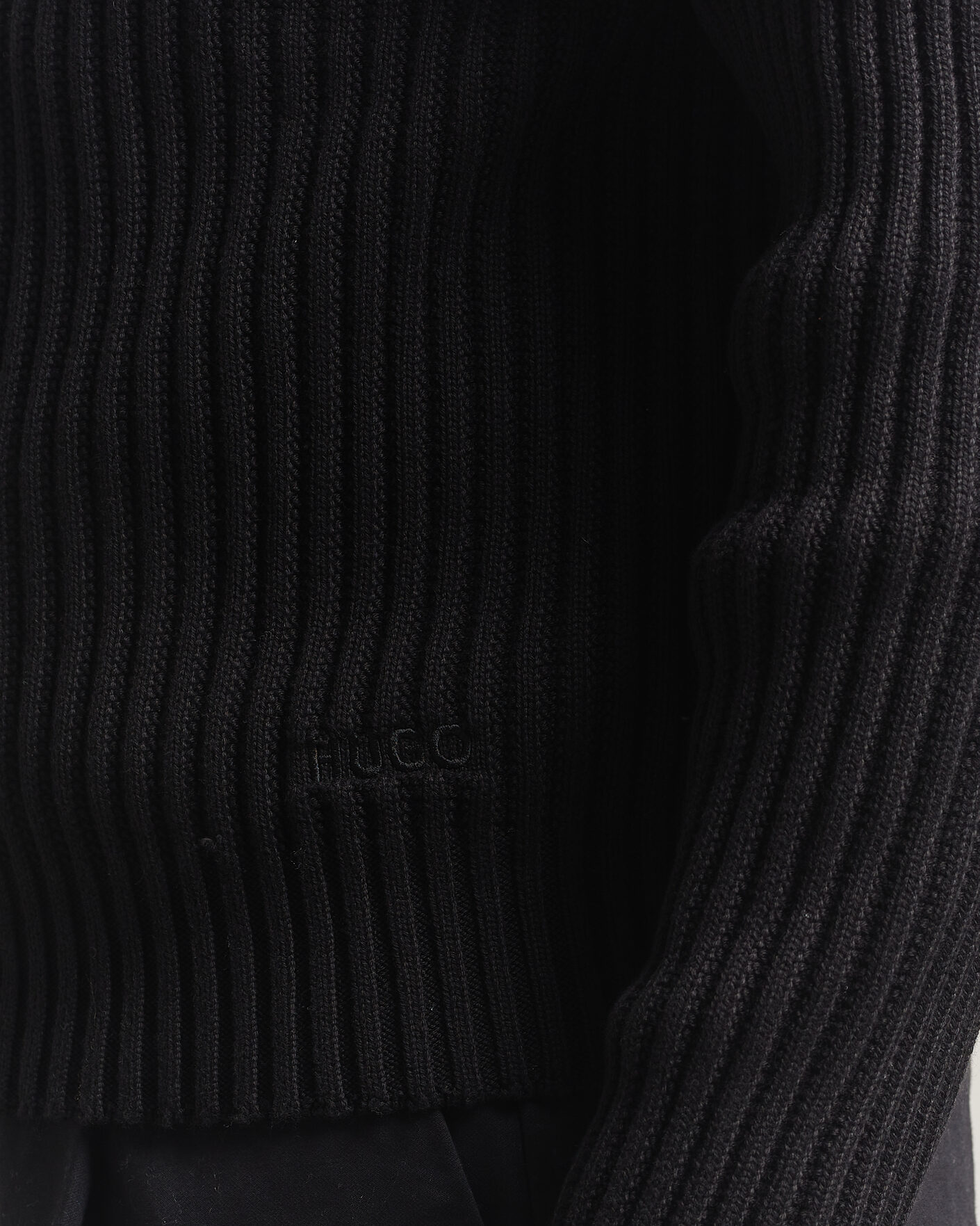 Uomini | Maglieria | HUGO | Srtithon Cotton Knitted Half Zip Black