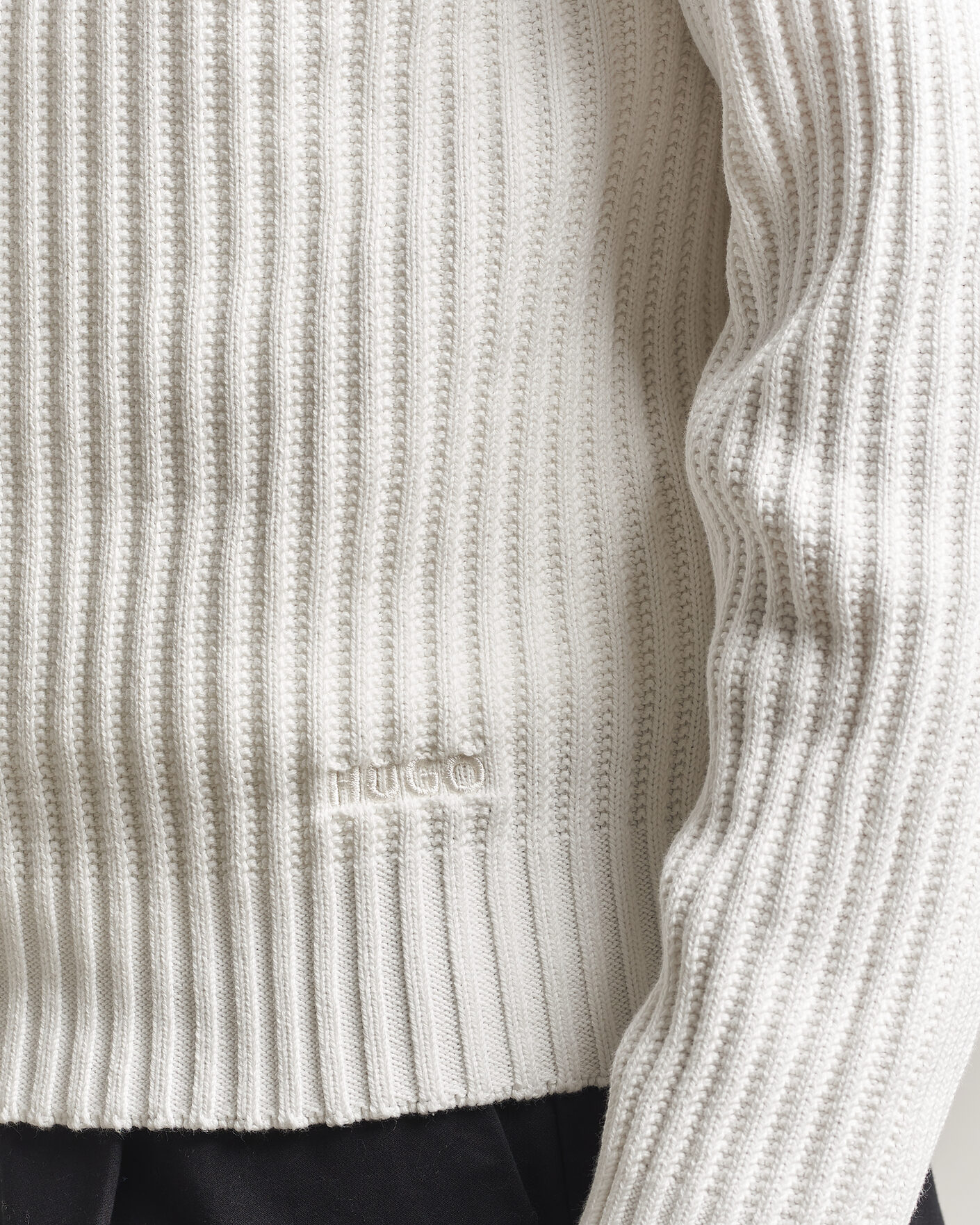 Uomini | Maglieria | HUGO | Srtithon Cotton Knitted Half Zip Natural