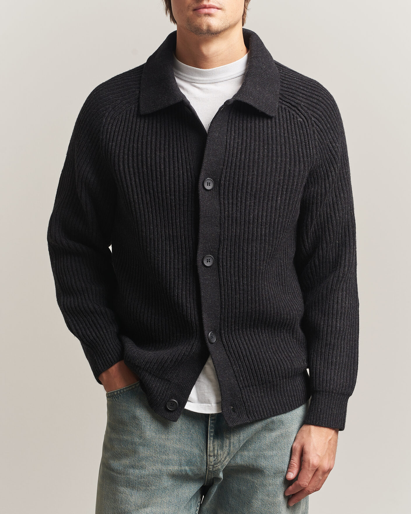 Uomini | Maglieria | HUGO | Sardeep Wool Knitted Cardigan Black