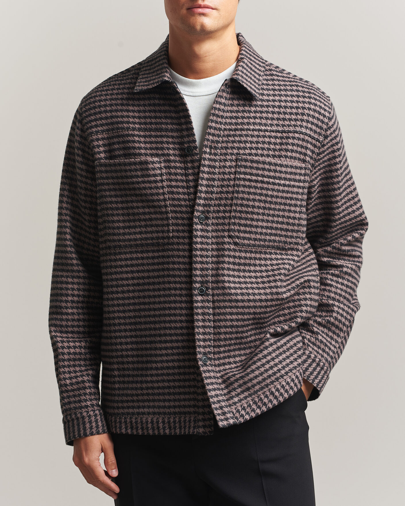 Uomini | Camicie | HUGO | Eniri Houndstooth Overshirt Copper Brown