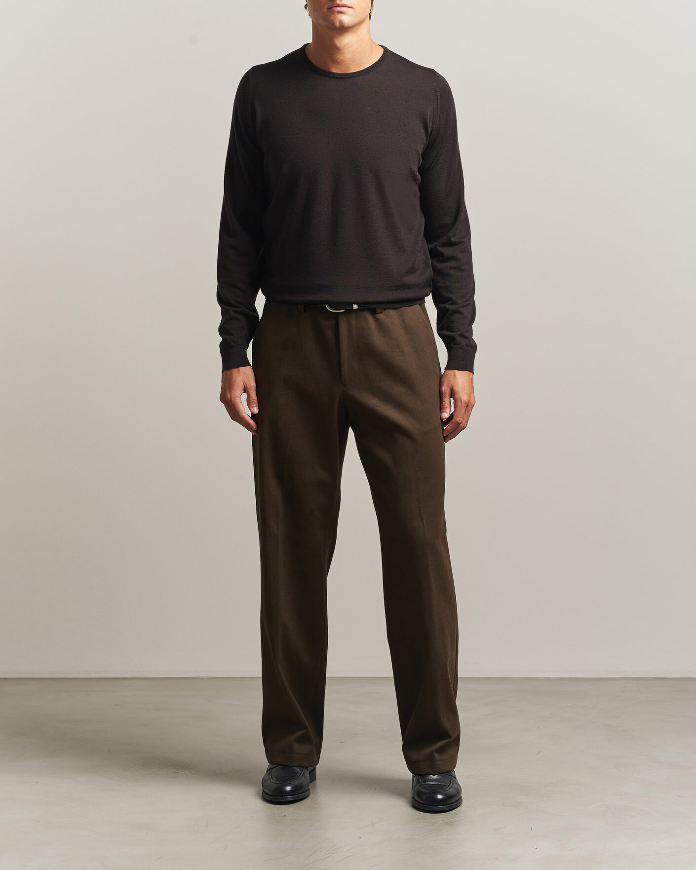 Uomini | Pantaloni | BOSS CAMEL | Pave Brushed Cotton Pleated Trousers Open Green