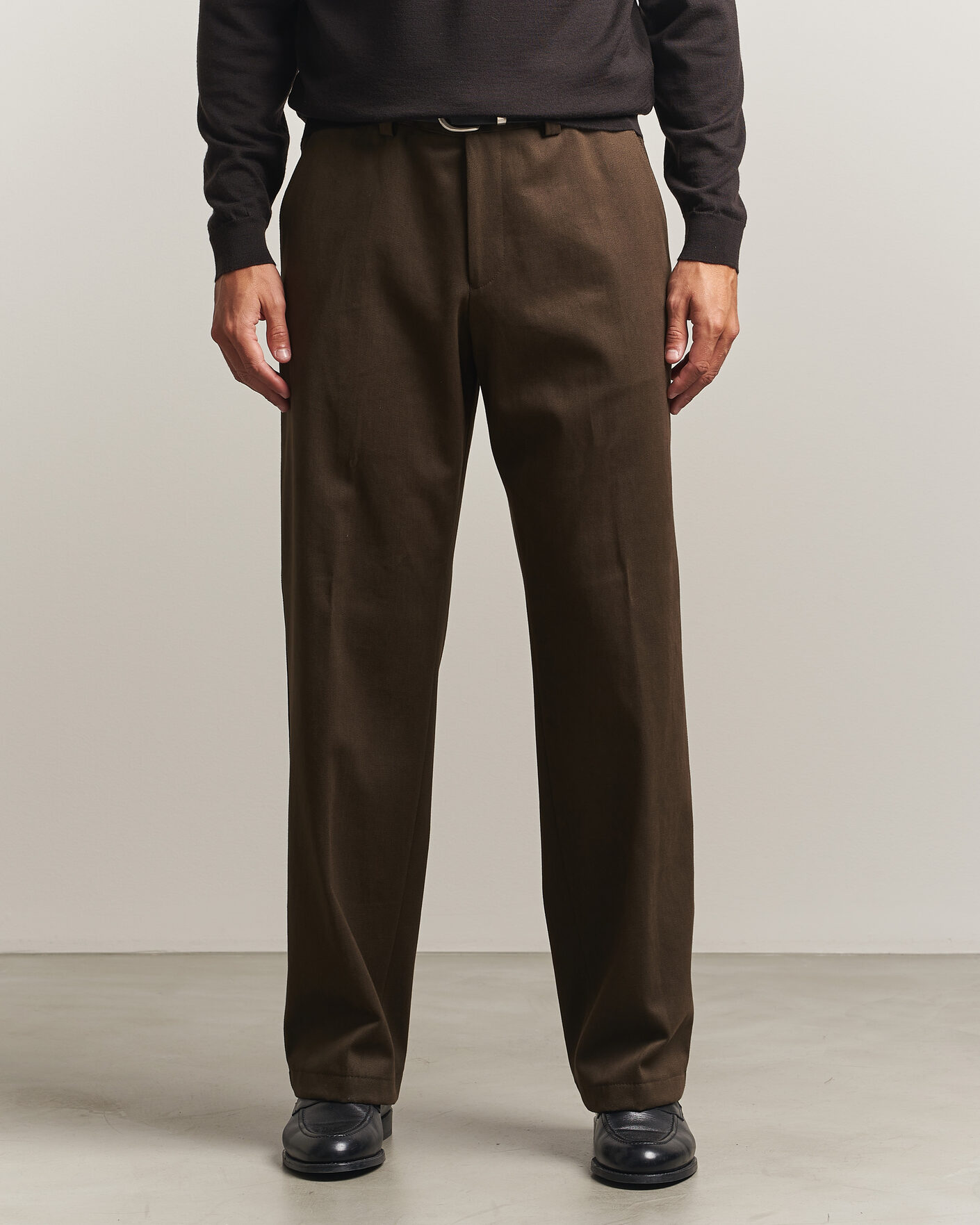 Uomini | Pantaloni | BOSS CAMEL | Pave Brushed Cotton Pleated Trousers Open Green