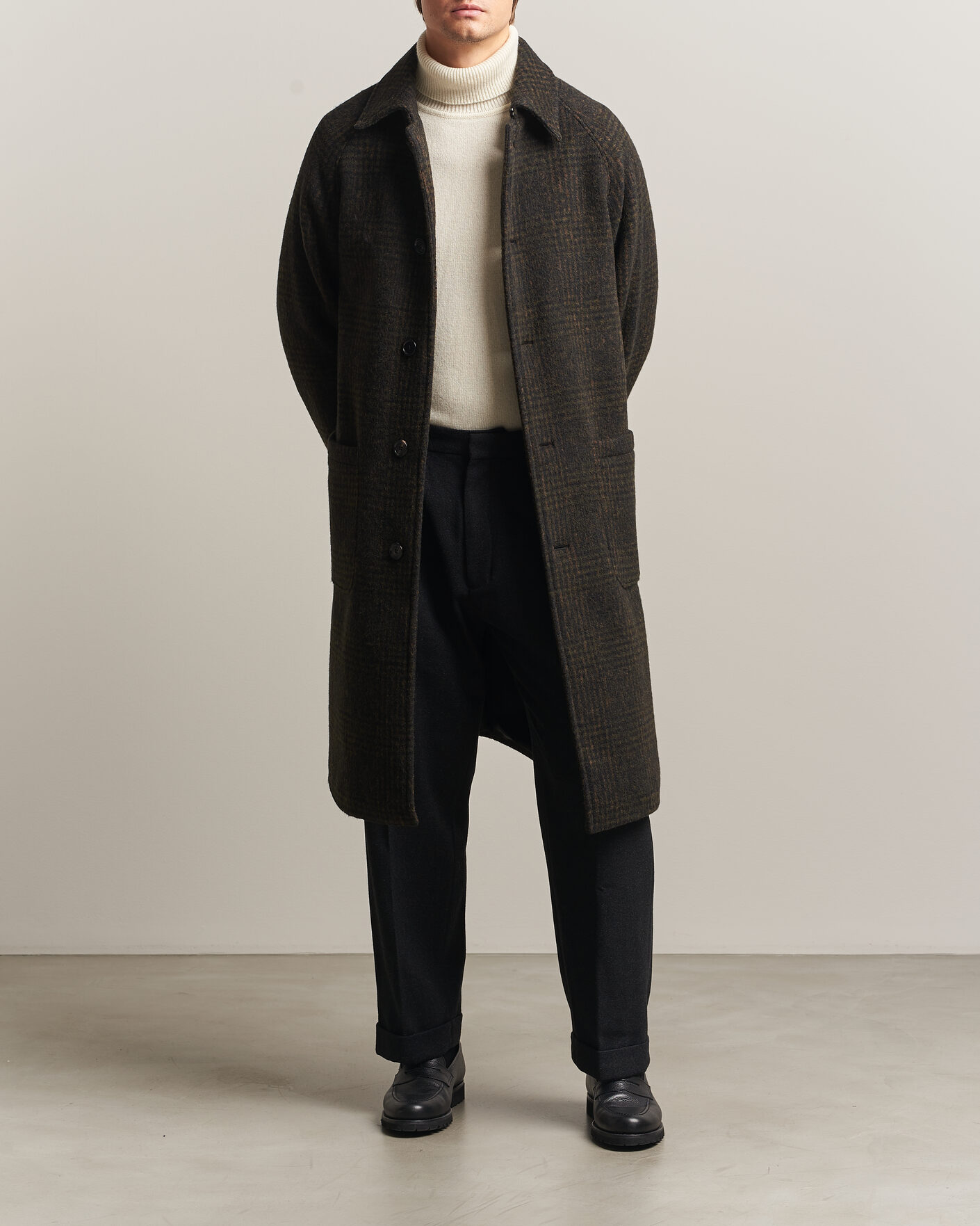 Uomini | Giacche | BOSS CAMEL | Cohn Wool Checked Coat Open Green