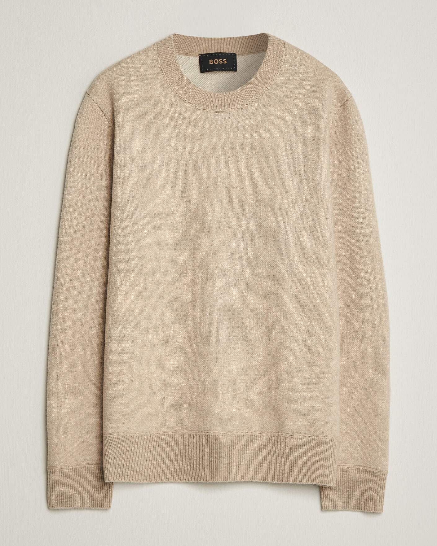 Uomini | Maglieria | BOSS CAMEL | Farrison Wool Knitted Sweater Light Beige