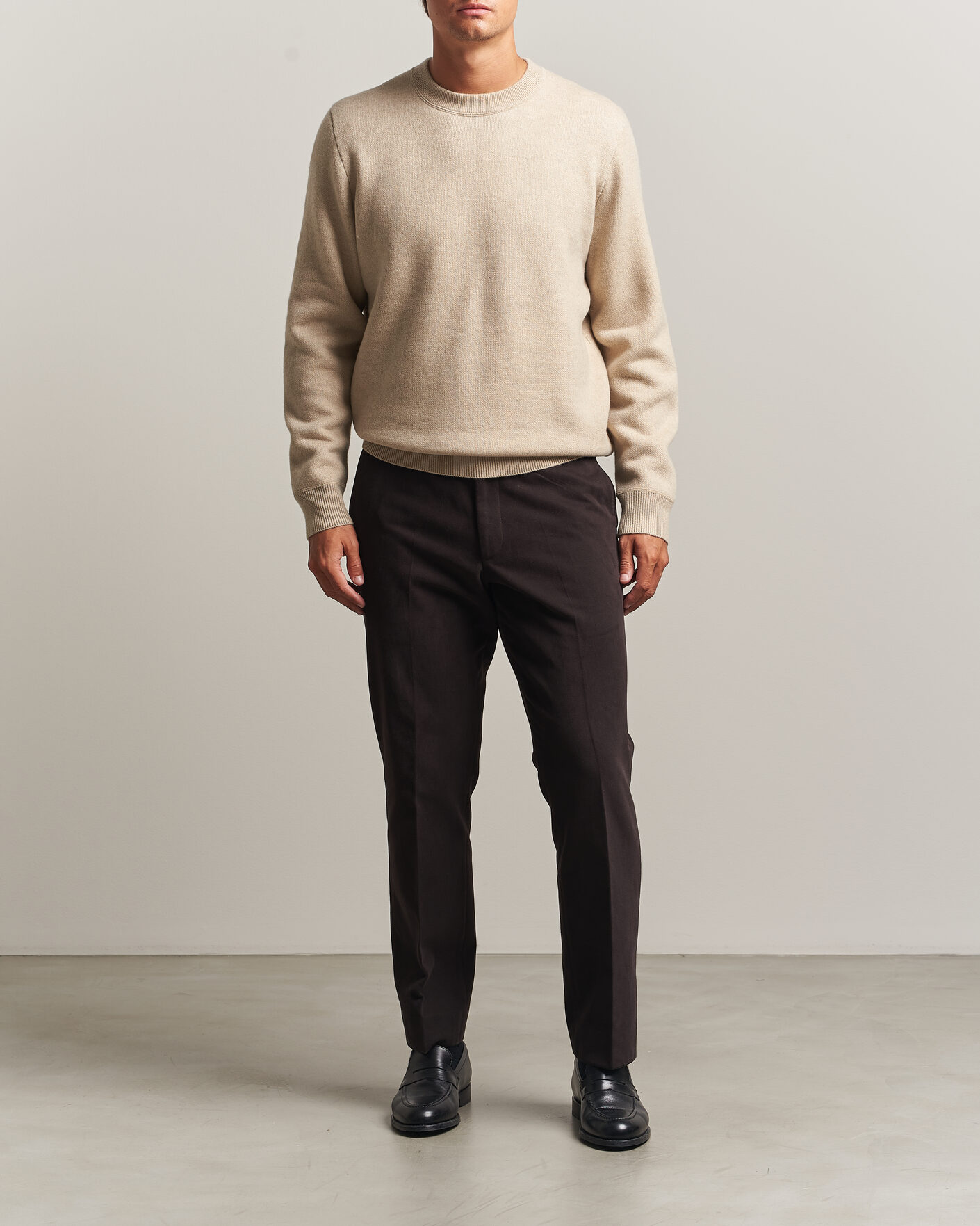 Uomini | Maglieria | BOSS CAMEL | Farrison Wool Knitted Sweater Light Beige