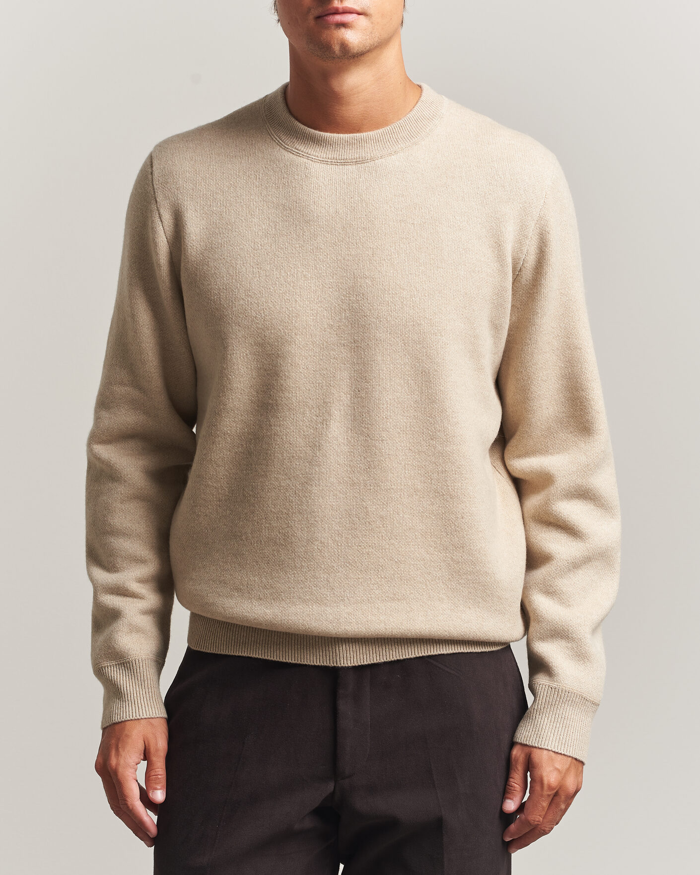 Uomini | Maglieria | BOSS CAMEL | Farrison Wool Knitted Sweater Light Beige
