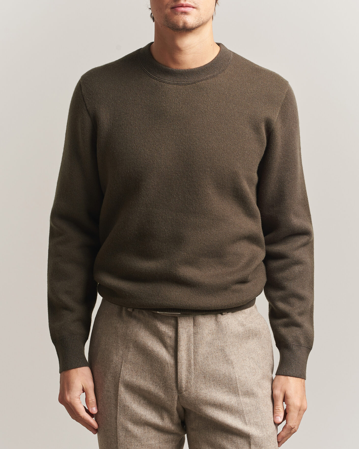 Uomini | Maglieria | BOSS CAMEL | Farrison Cashmere Knitted Sweater Open Green