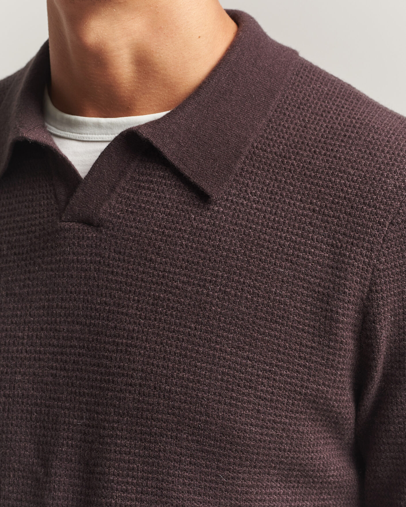 Uomini | Maglieria | BOSS CAMEL | Filo Wool Knitted Polo Open Brown