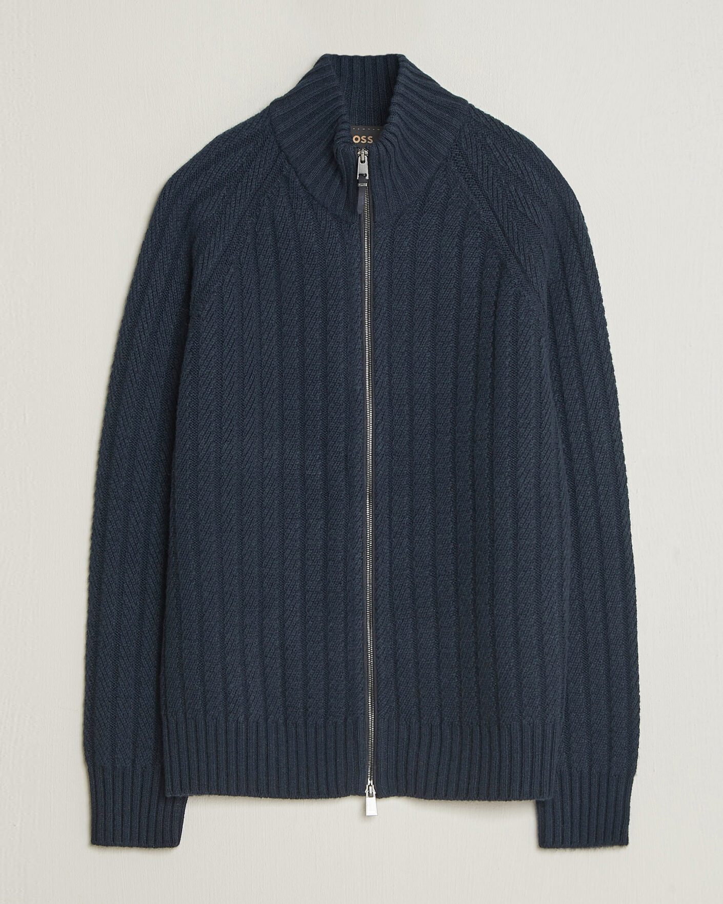 Uomini | Maglieria | BOSS CAMEL | Filane Wool Knitted Full Zip Dark Blue