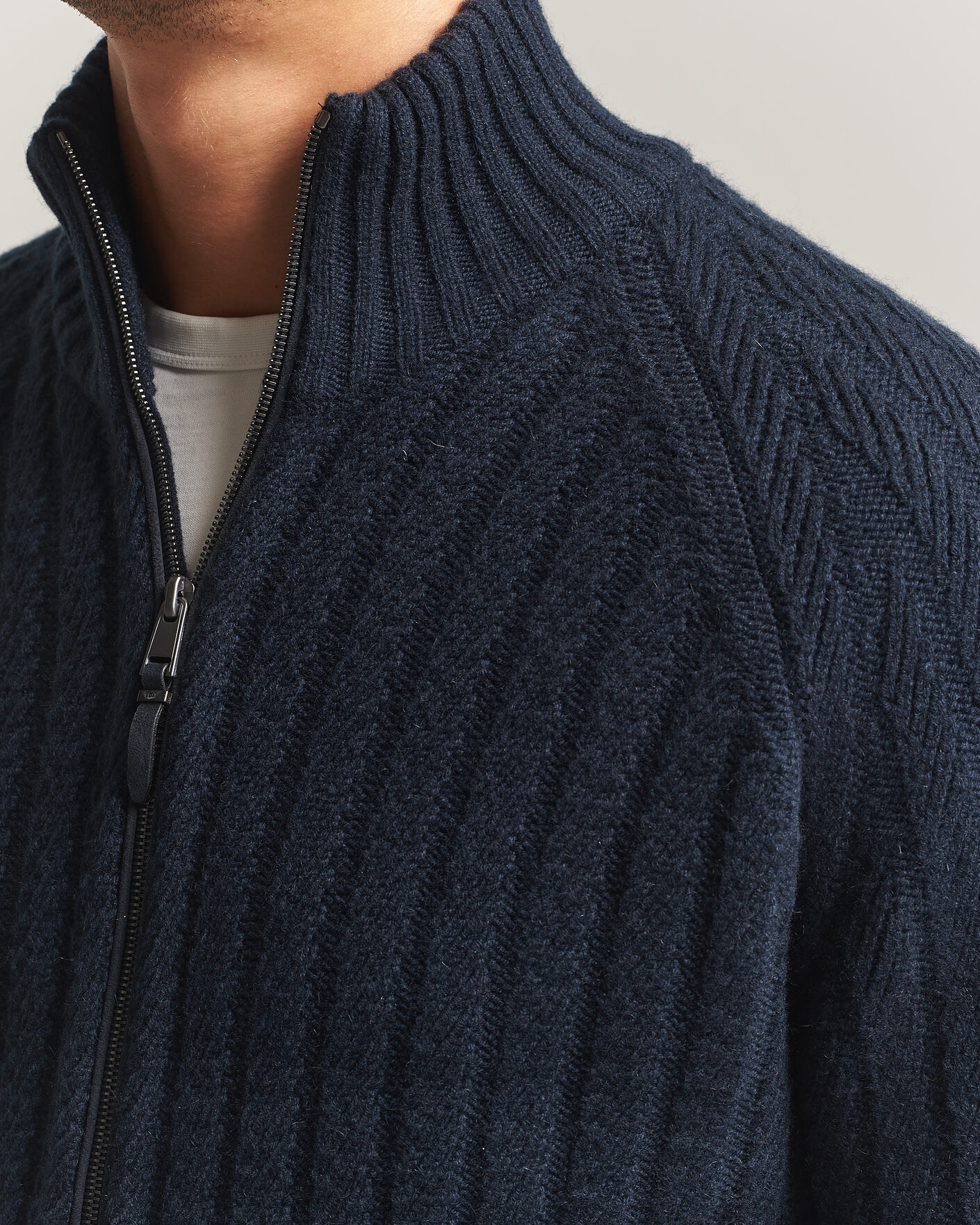 Uomini | Maglieria | BOSS CAMEL | Filane Wool Knitted Full Zip Dark Blue