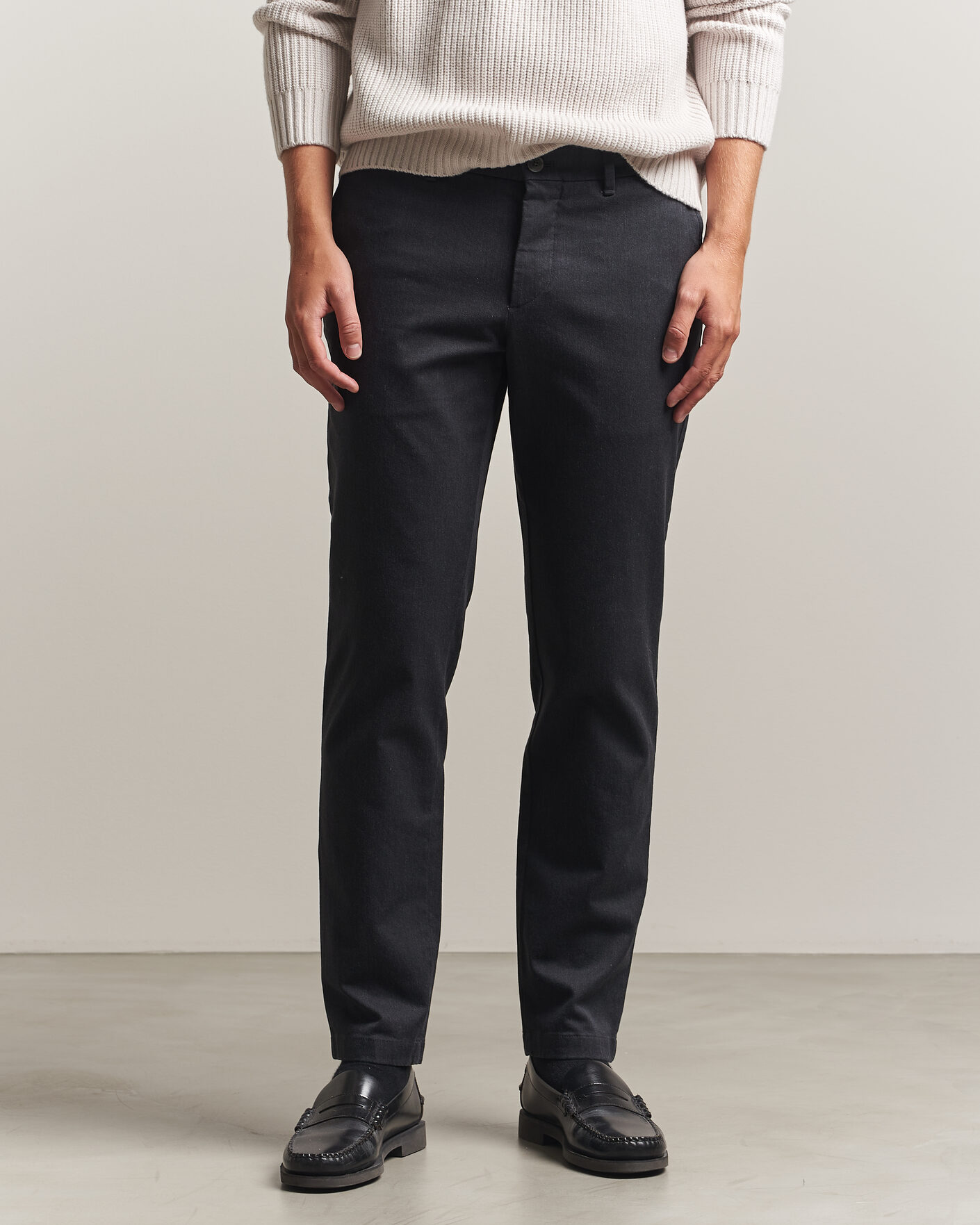Uomini | Pantaloni | J.Lindeberg | Chase Stretch Flannel Trousers Dark Grey