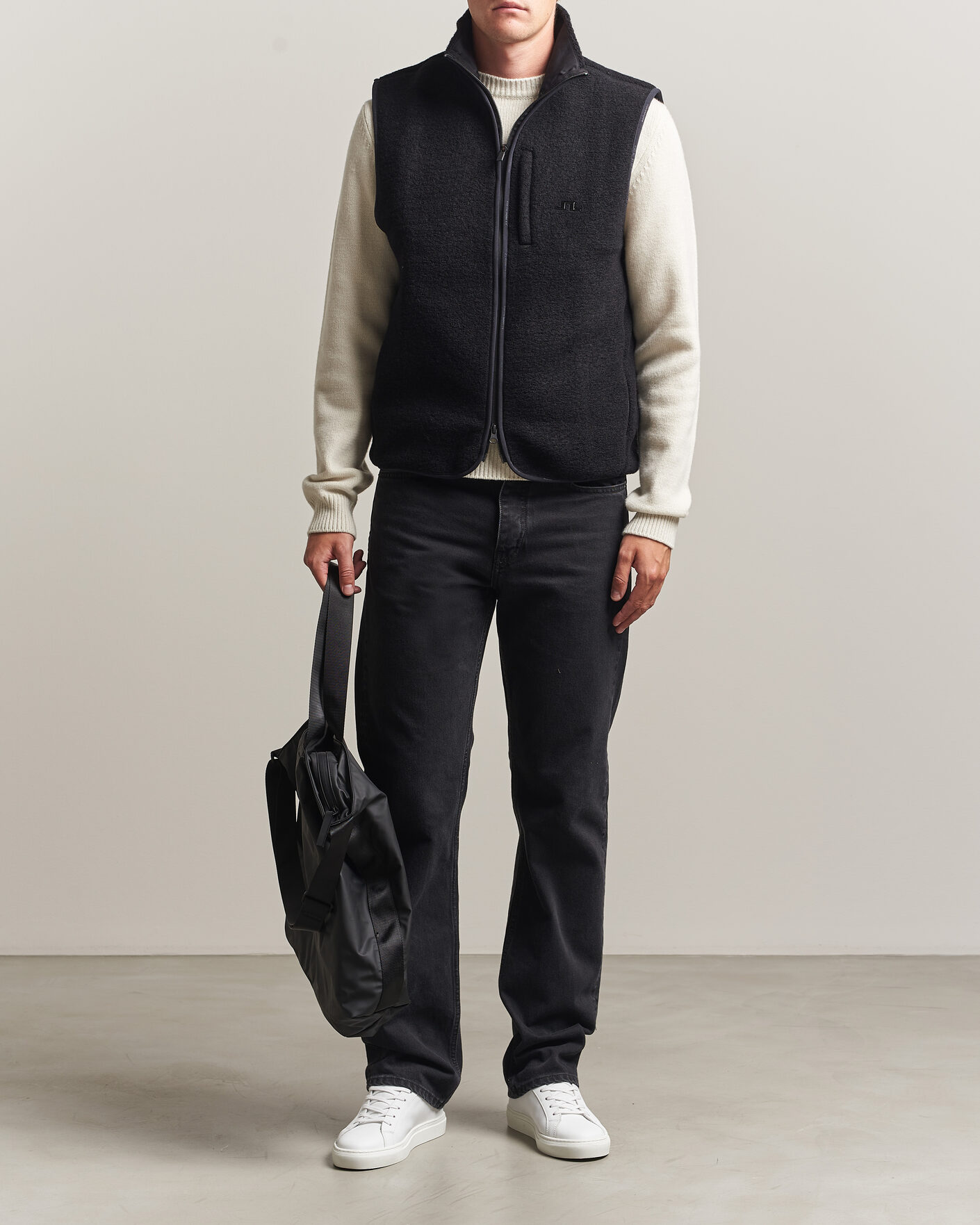 Uomini | Gilet | J.Lindeberg | Duncan Wool Fleece Vest Black