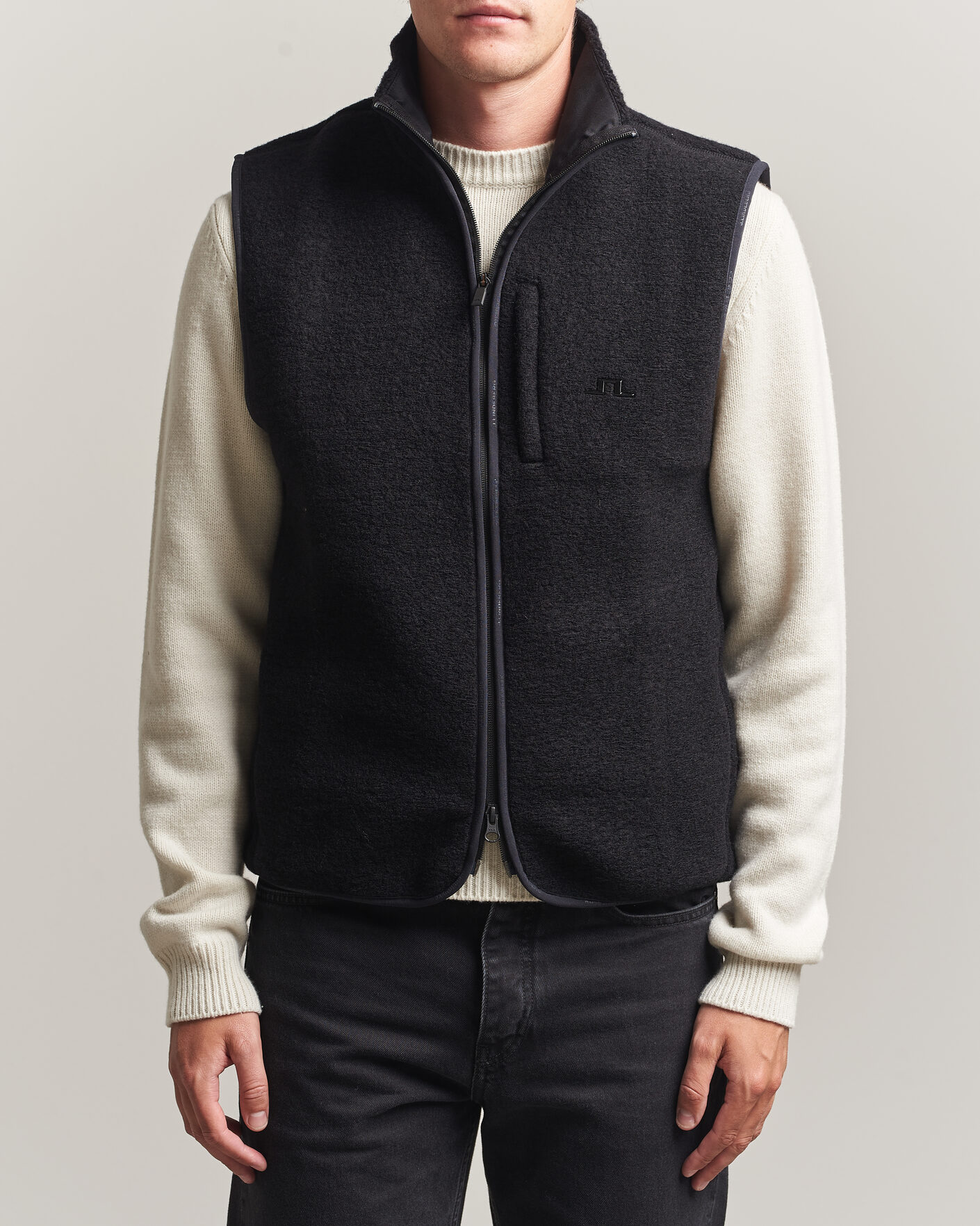Uomini | Gilet | J.Lindeberg | Duncan Wool Fleece Vest Black
