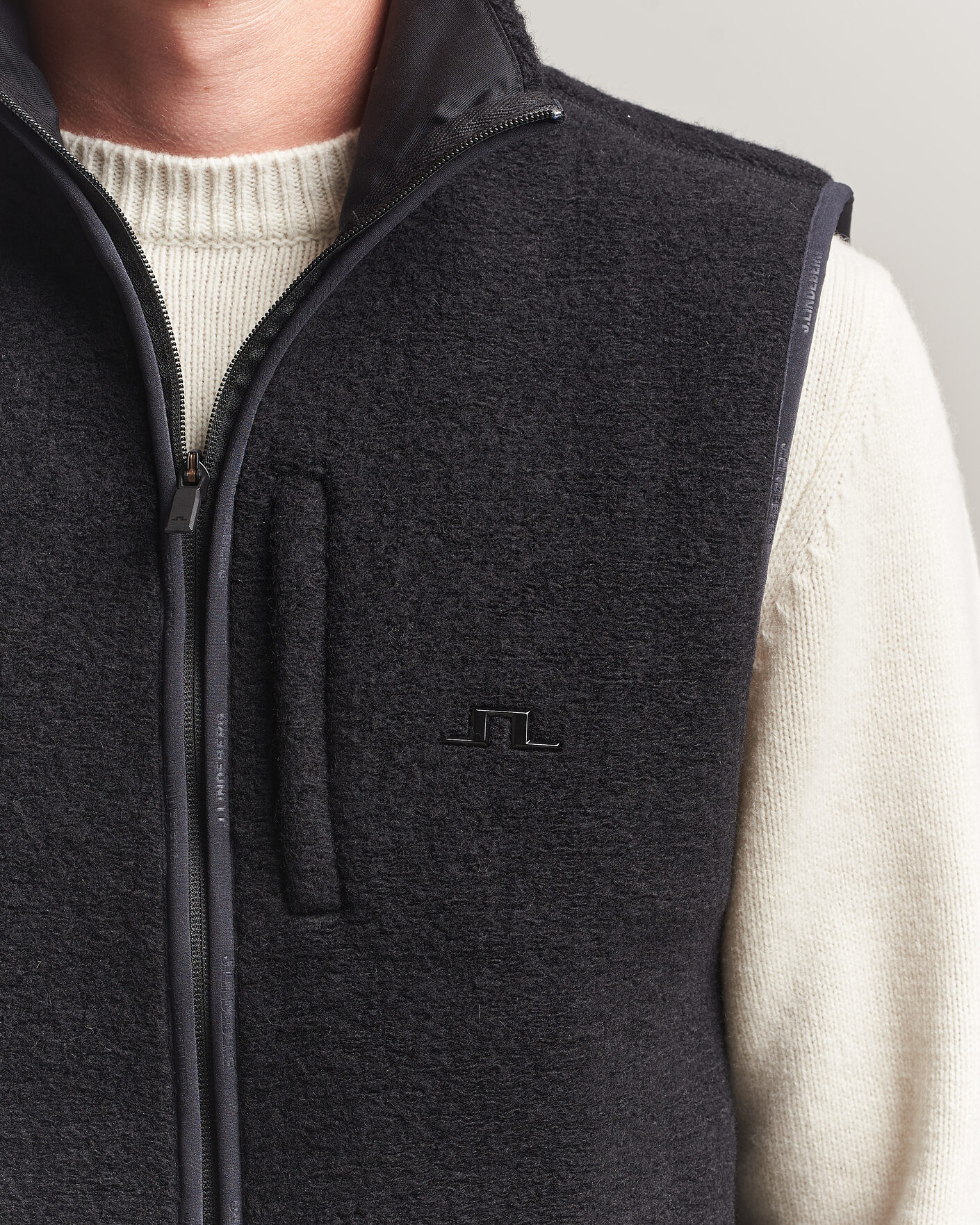 Uomini | Gilet | J.Lindeberg | Duncan Wool Fleece Vest Black