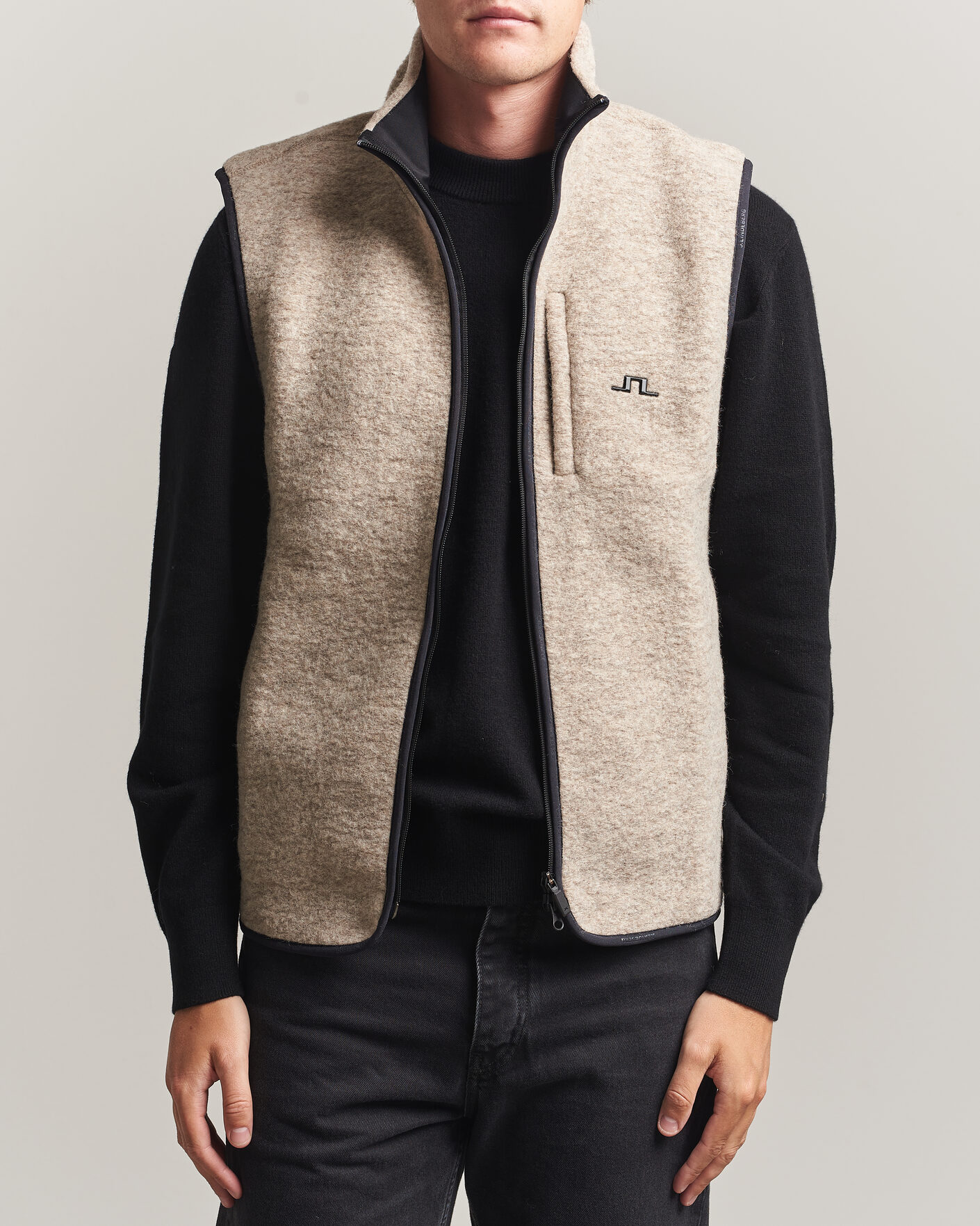 Uomini | Gilet | J.Lindeberg | Duncan Wool Fleece Vest Moonbeam