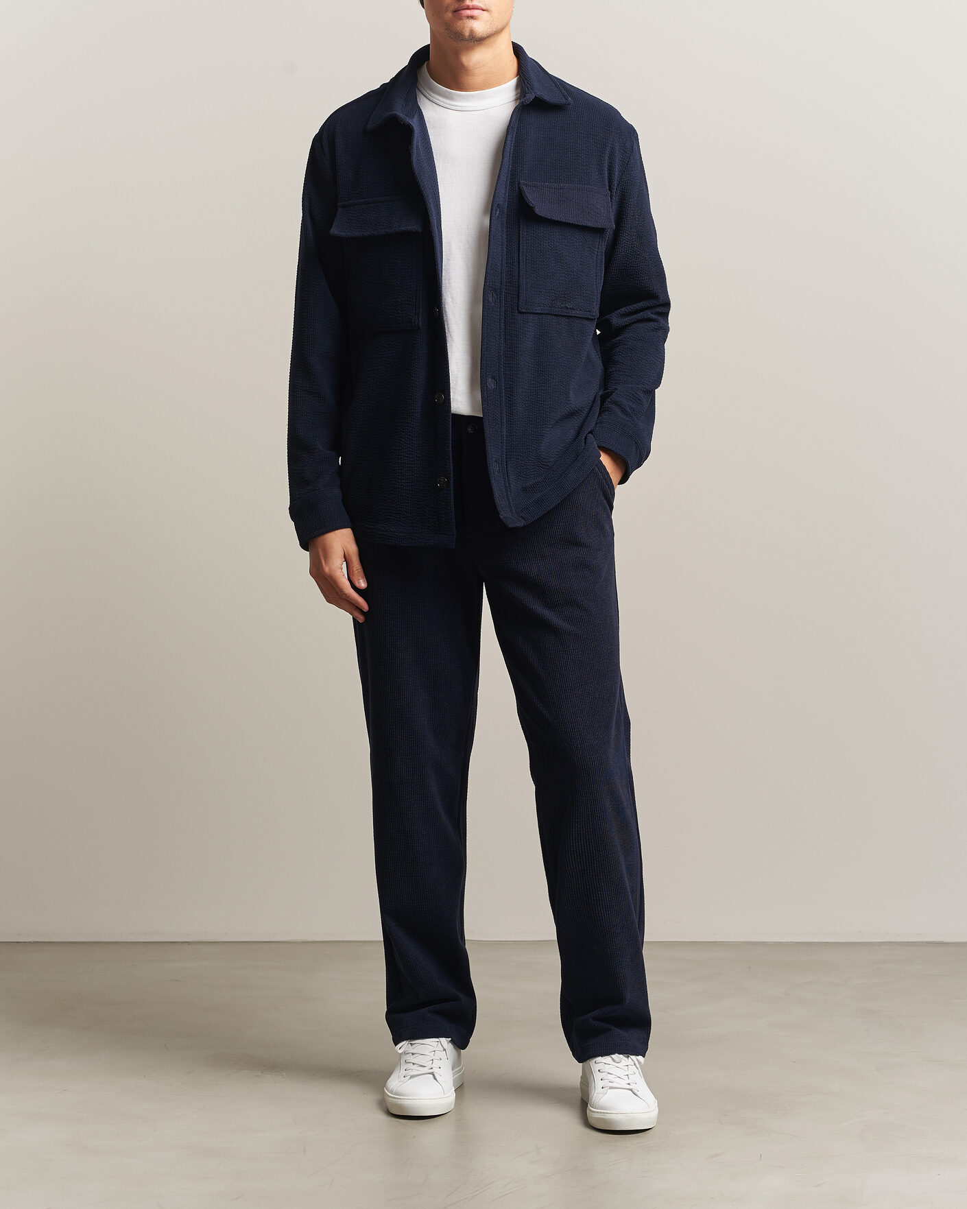 Uomini | Camicie | J.Lindeberg | Finnigan Drape Cord Overshirt JL Navy