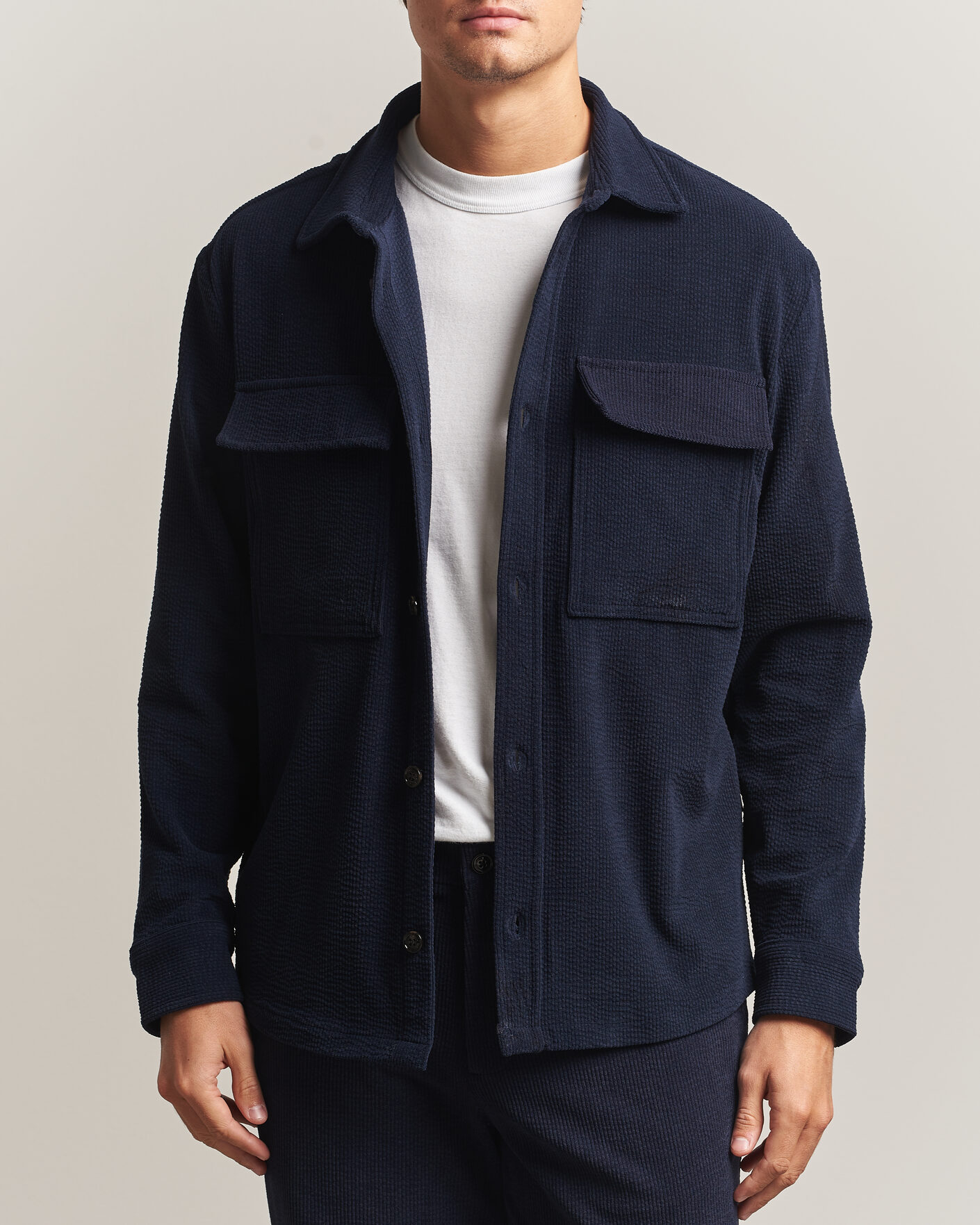Uomini | Camicie | J.Lindeberg | Finnigan Drape Cord Overshirt JL Navy