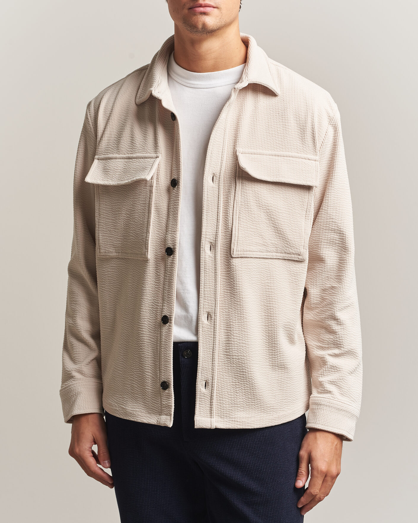 Uomini | Camicie | J.Lindeberg | Finnigan Drape Cord Overshirt Moonbeam