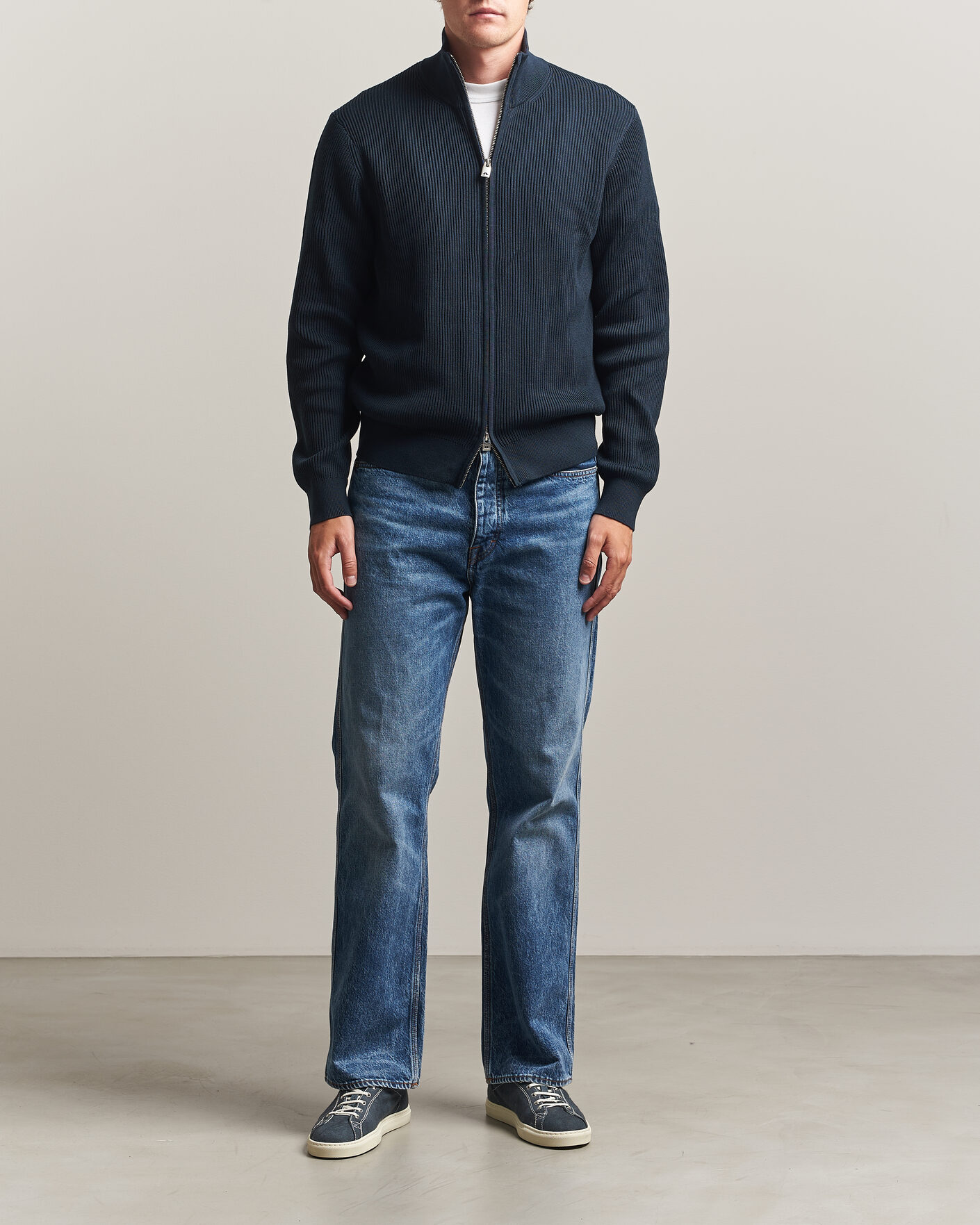 Uomini | Maglieria | J.Lindeberg | Alexis Cotton Full Zip JL Navy