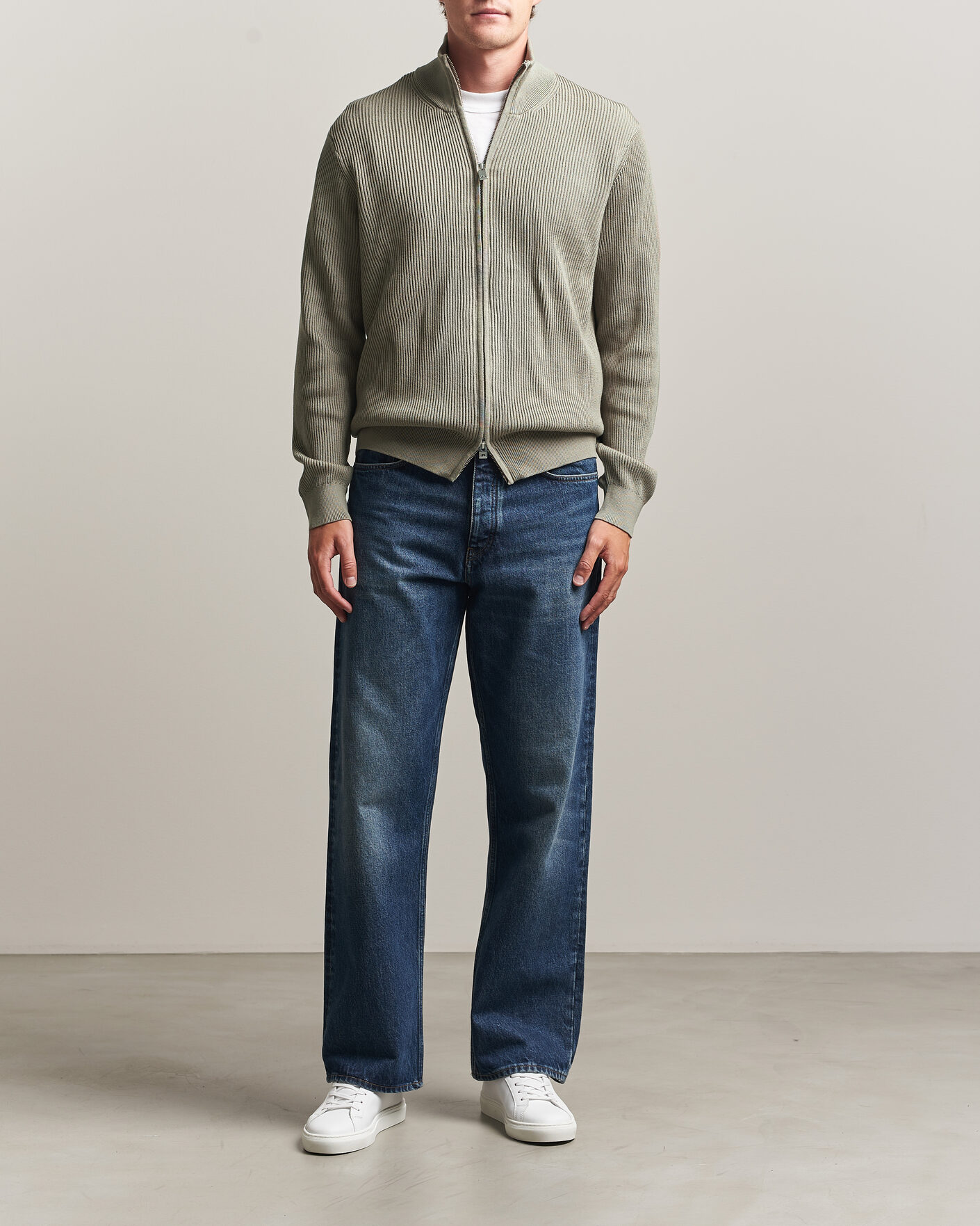 Uomini | Maglieria | J.Lindeberg | Alexis Cotton Full Zip Brindle