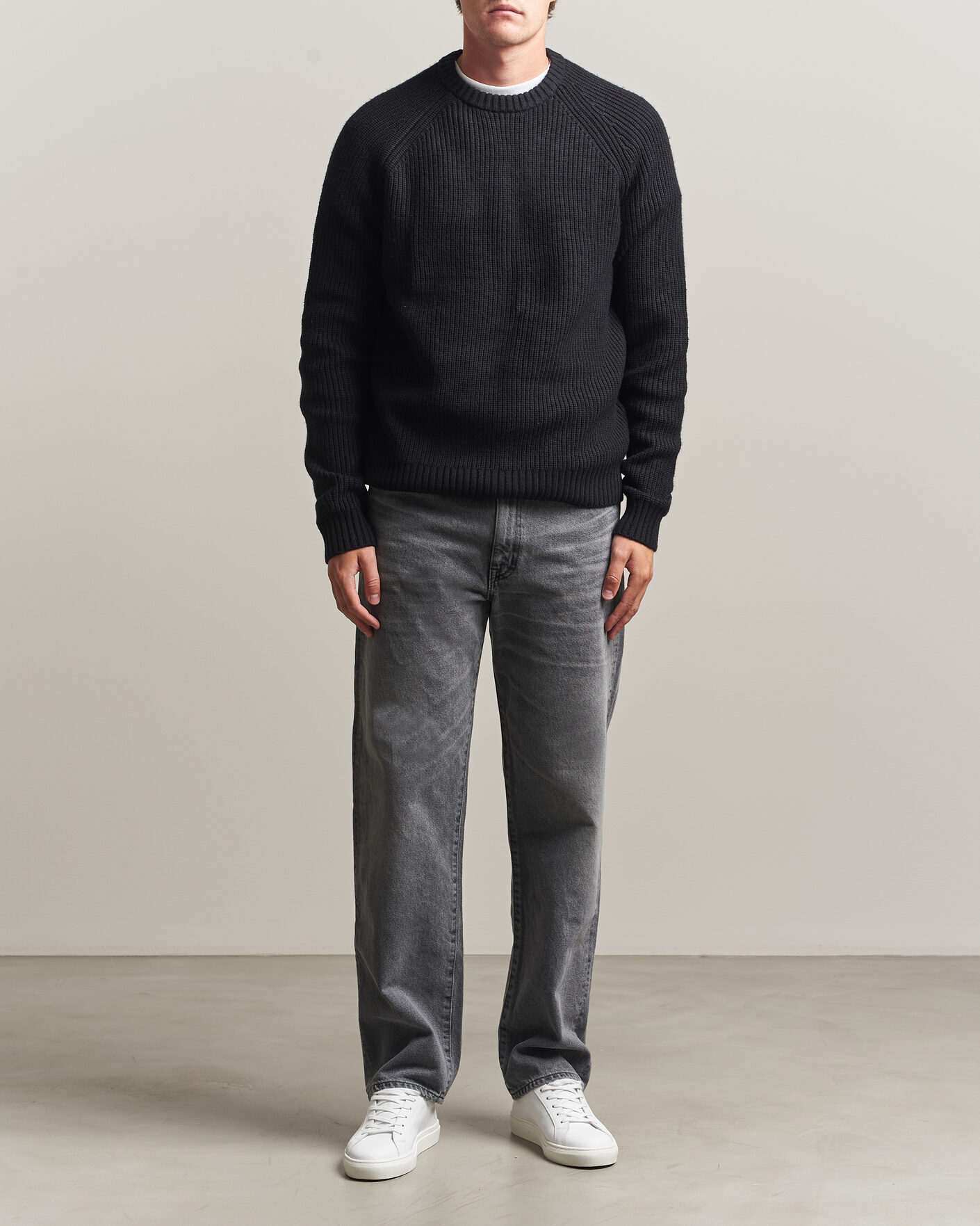 Uomini | Maglieria | J.Lindeberg | Hallow Wool Blend Knitted Sweater Black
