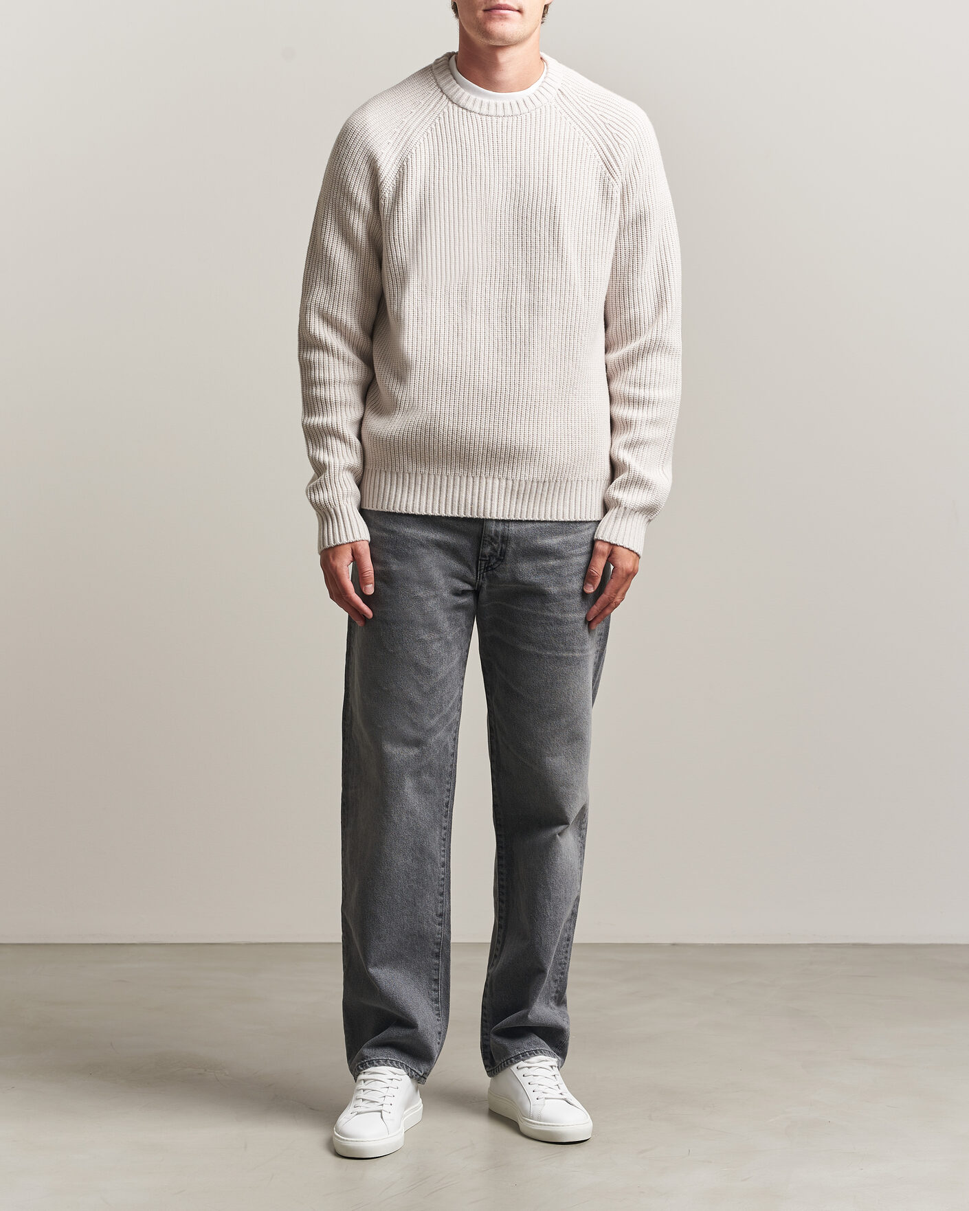 Uomini | Maglieria | J.Lindeberg | Hallow Wool Blend Knitted Sweater Moonbeam