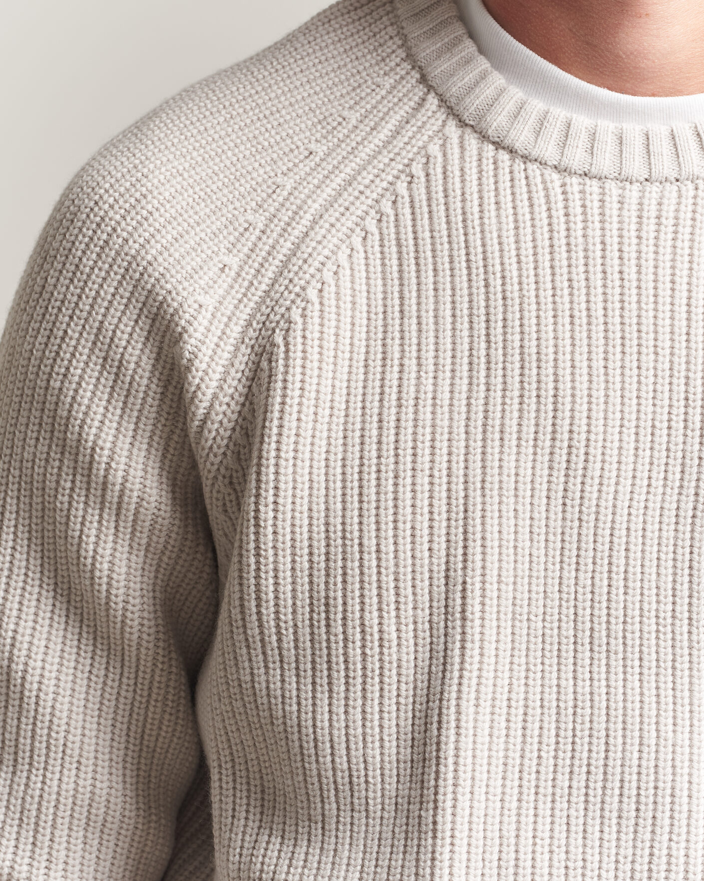 Uomini | Maglieria | J.Lindeberg | Hallow Wool Blend Knitted Sweater Moonbeam