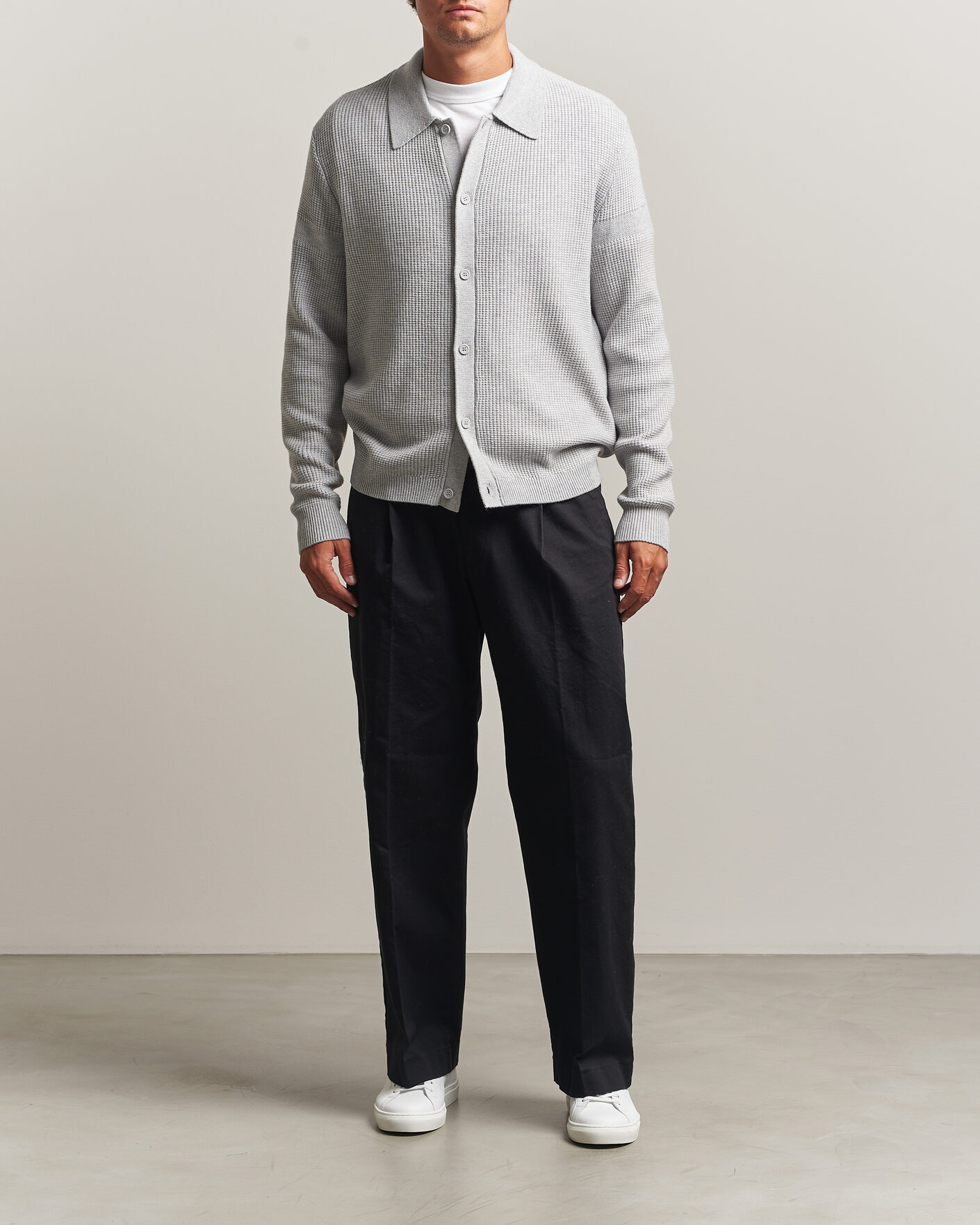 Uomini | Maglieria | J.Lindeberg | Willem Knitted Cardigan Light Grey Melange