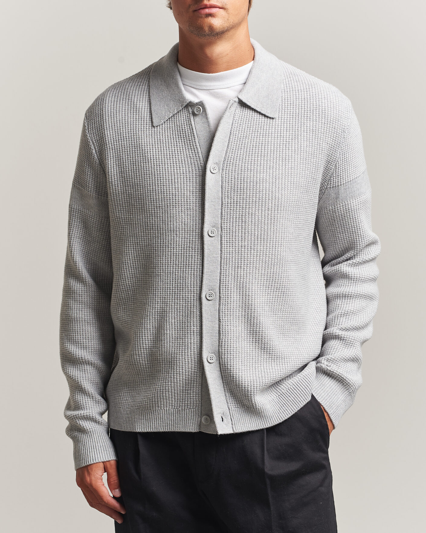 Uomini | Maglieria | J.Lindeberg | Willem Knitted Cardigan Light Grey Melange