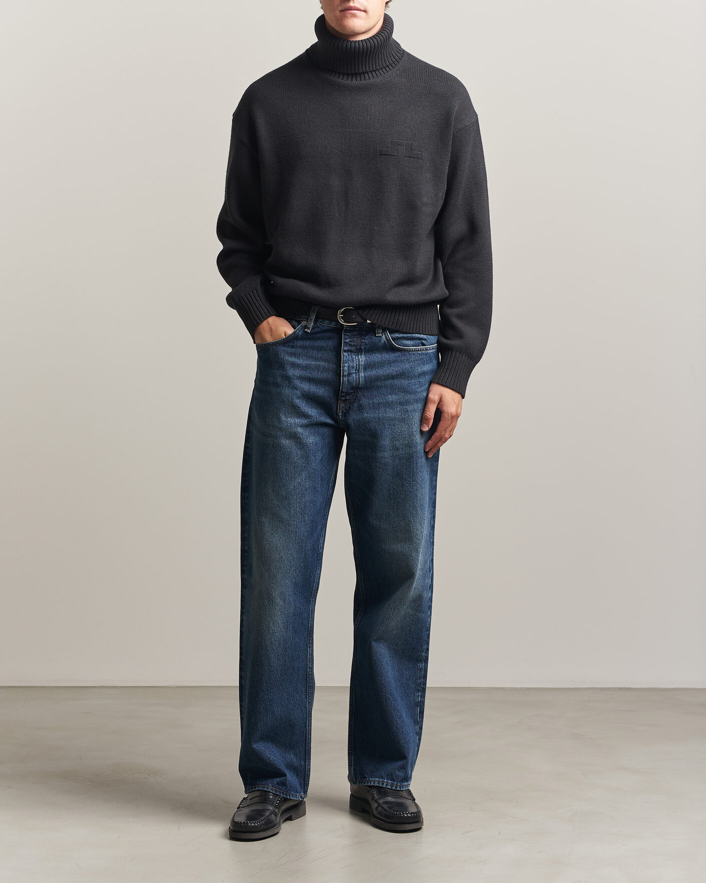 Uomini | Maglieria | J.Lindeberg | Eddy Wool/Cotton Knitted Turtleneck Black