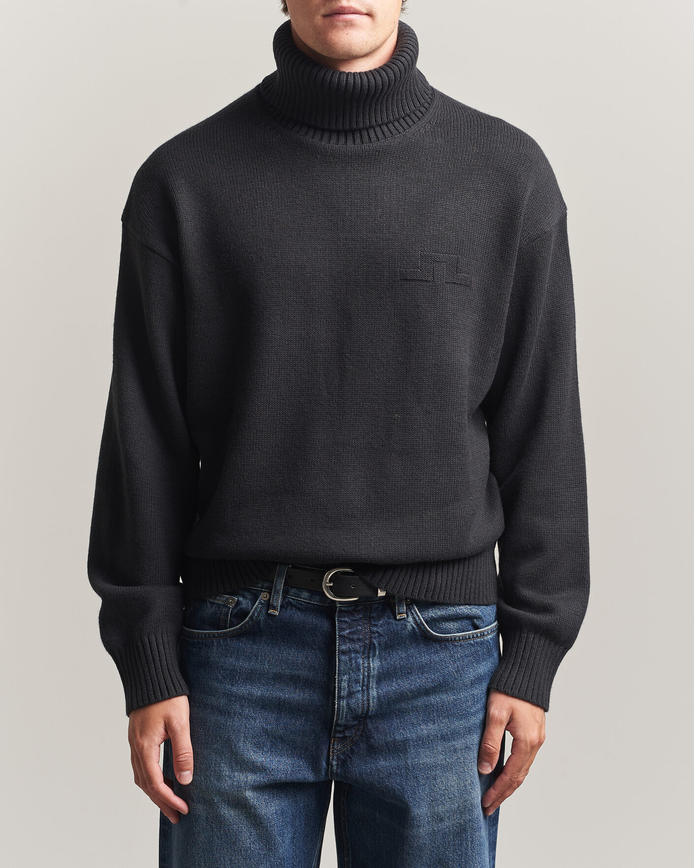 Uomini | Maglieria | J.Lindeberg | Eddy Wool/Cotton Knitted Turtleneck Black