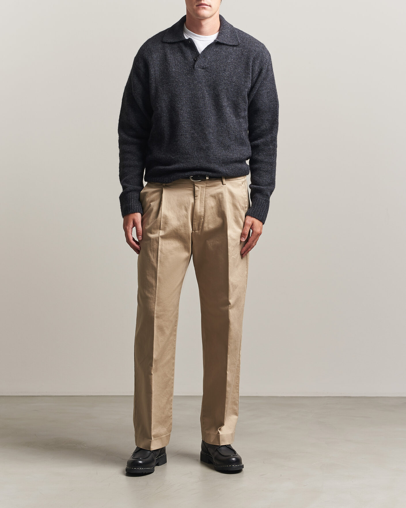 Uomini | Maglieria | Forét | Alpine Polo Knit Dark Grey Melange