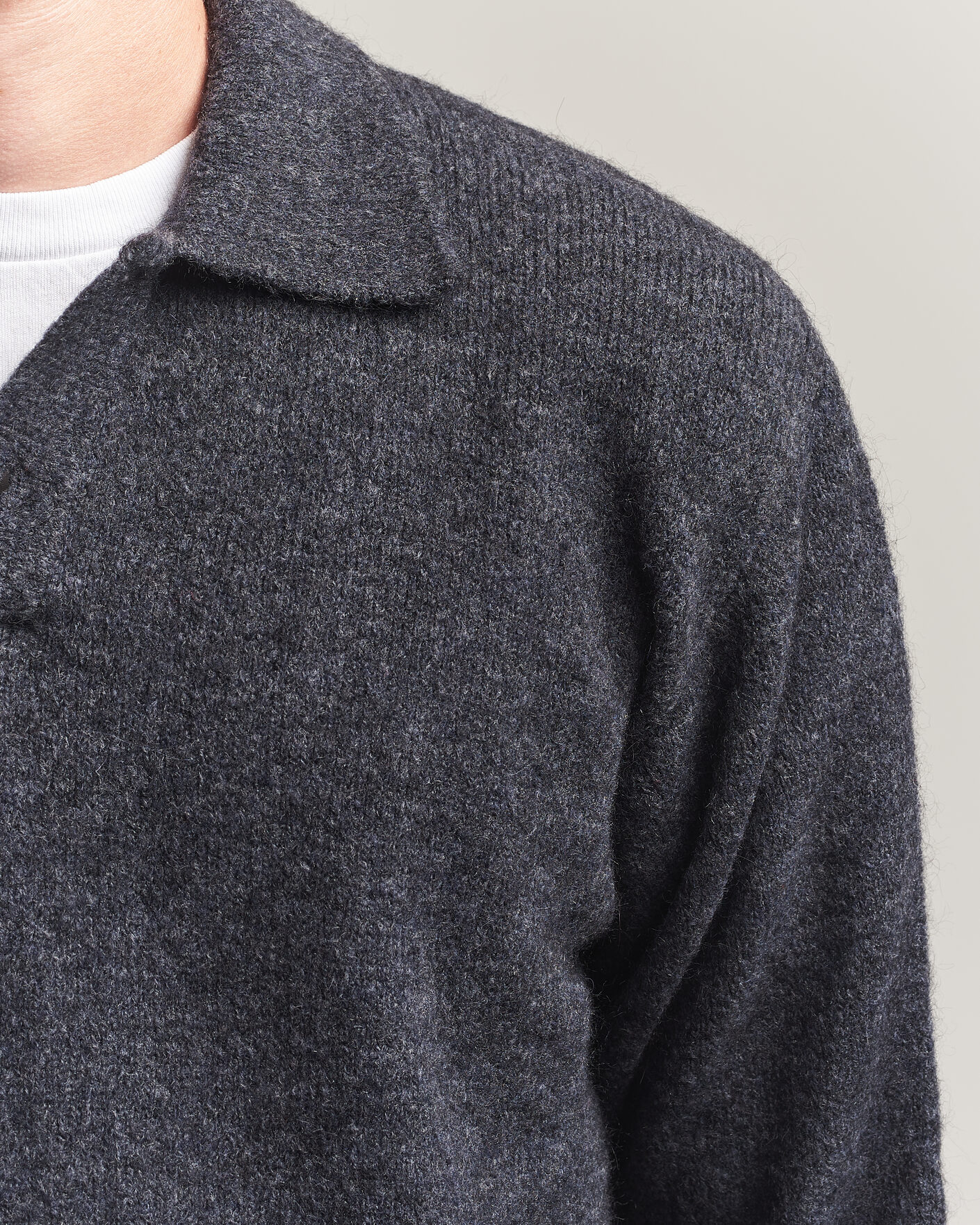 Uomini | Maglieria | Forét | Alpine Polo Knit Dark Grey Melange