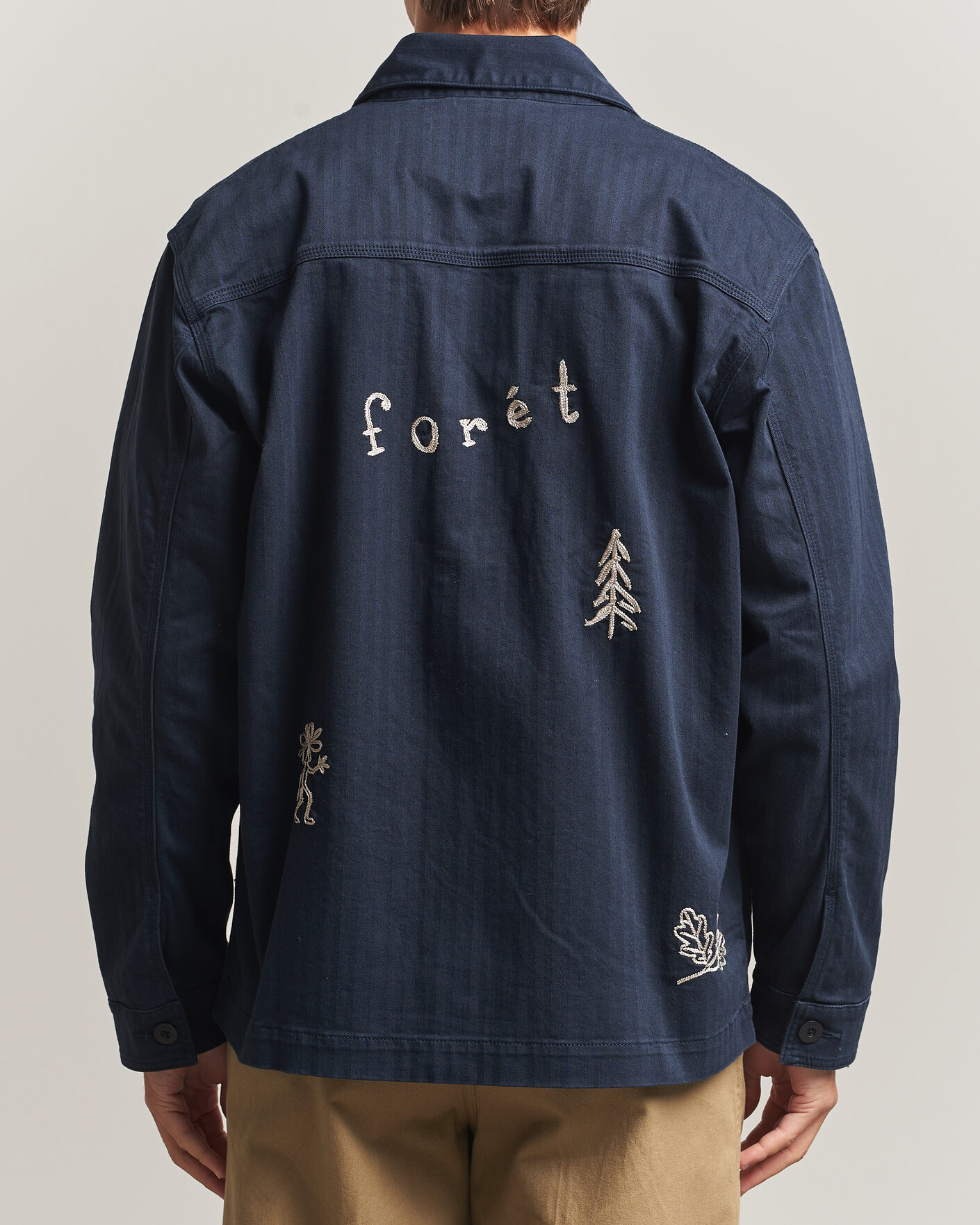 Uomini | Camicie | Forét | Berry Herringbone Embroidery Overshirt Navy