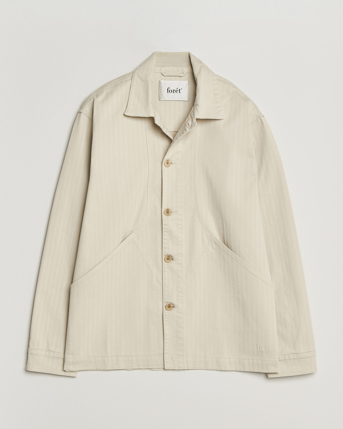 Uomini | Camicie | Forét | Berry Herringbone Overshirt Oat