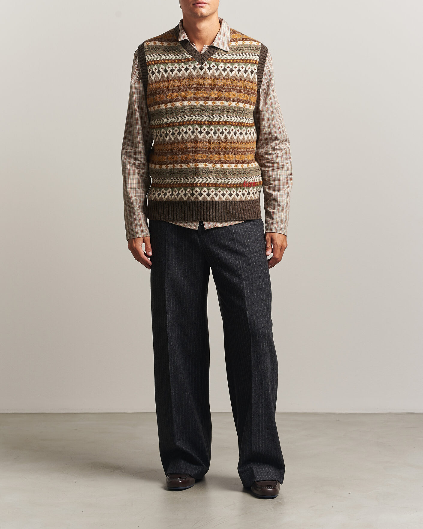 Uomini | Maglieria | Forét | Fairisle Lambswool Vest Thyme