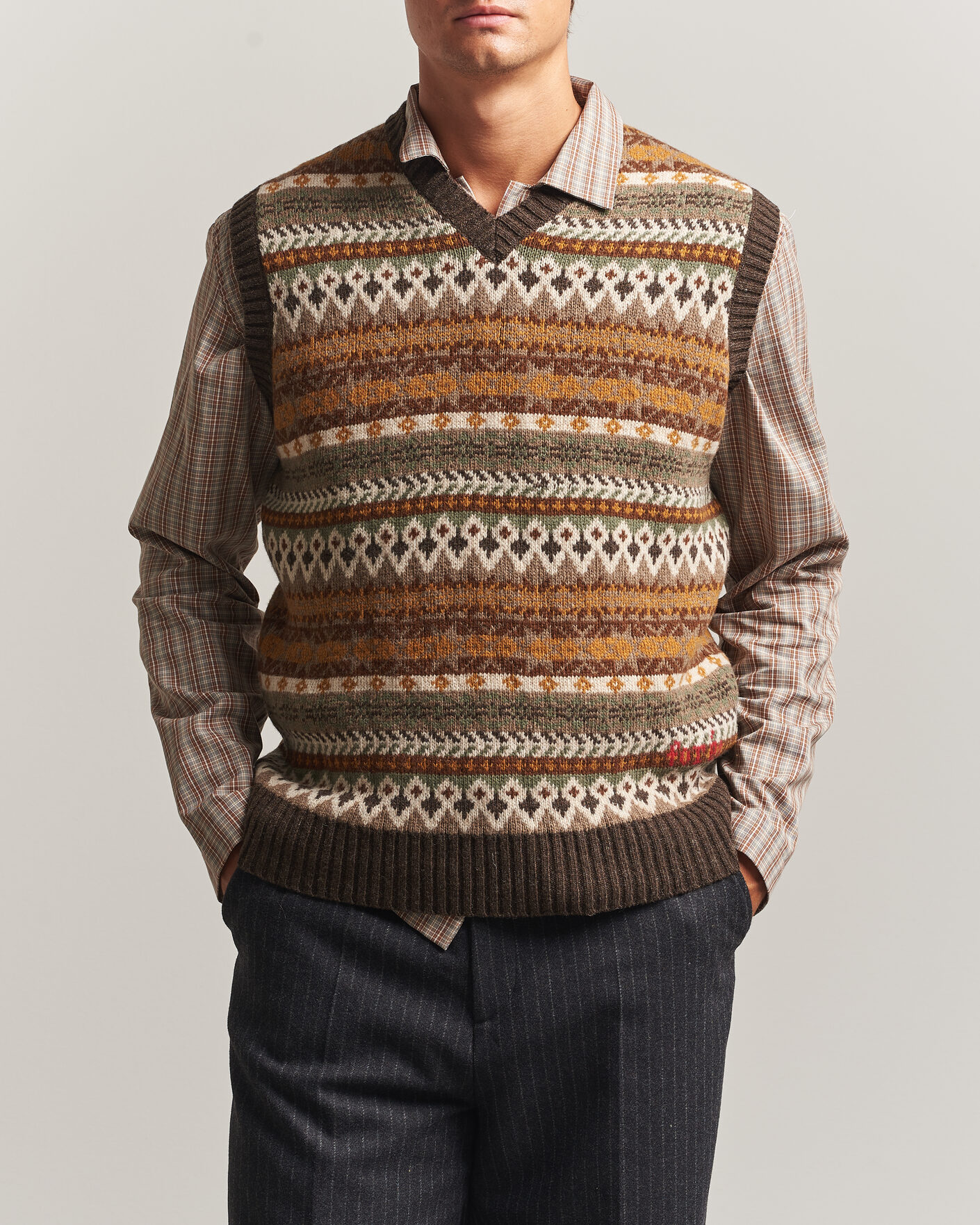 Uomini | Maglieria | Forét | Fairisle Lambswool Vest Thyme