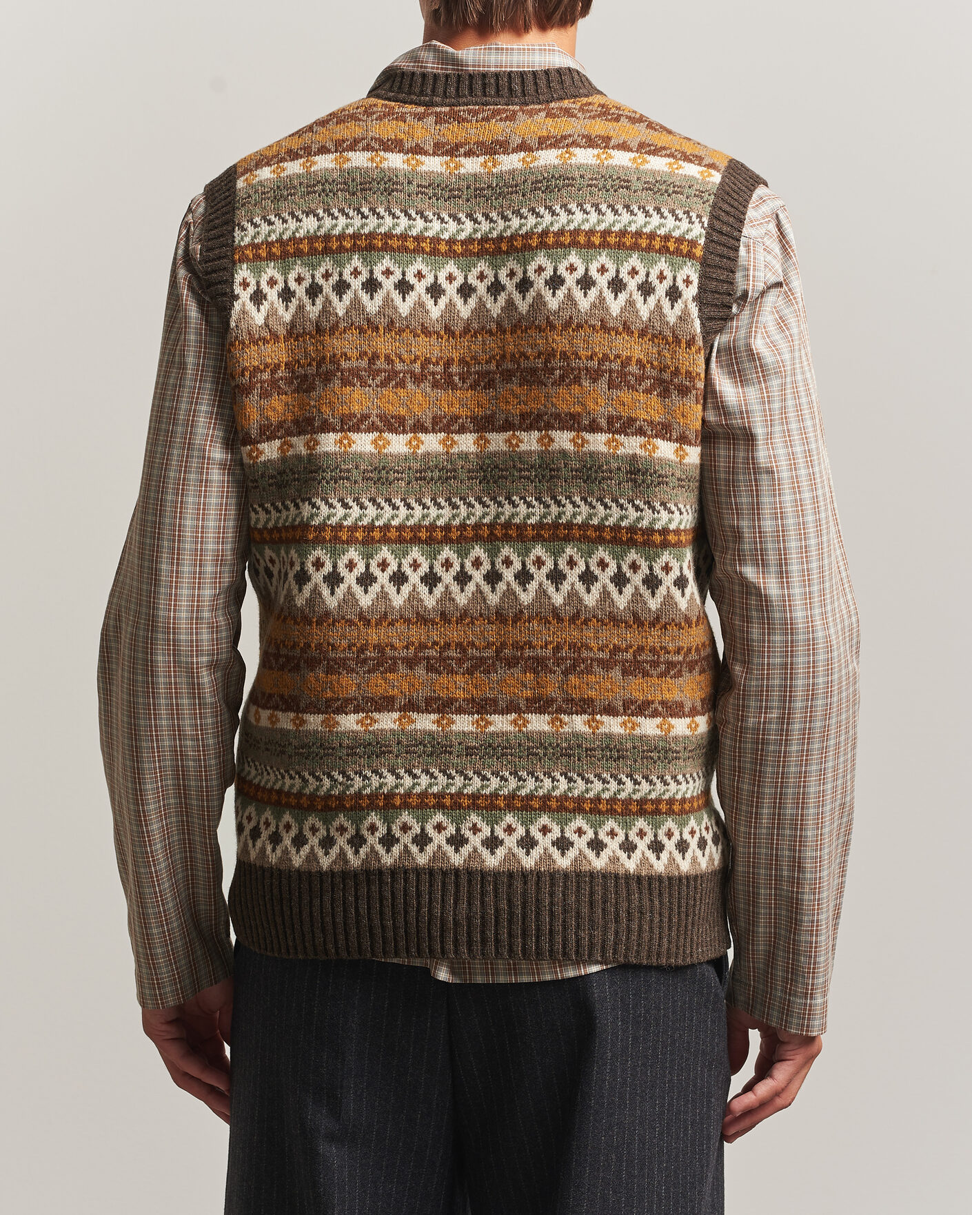 Uomini | Maglieria | Forét | Fairisle Lambswool Vest Thyme