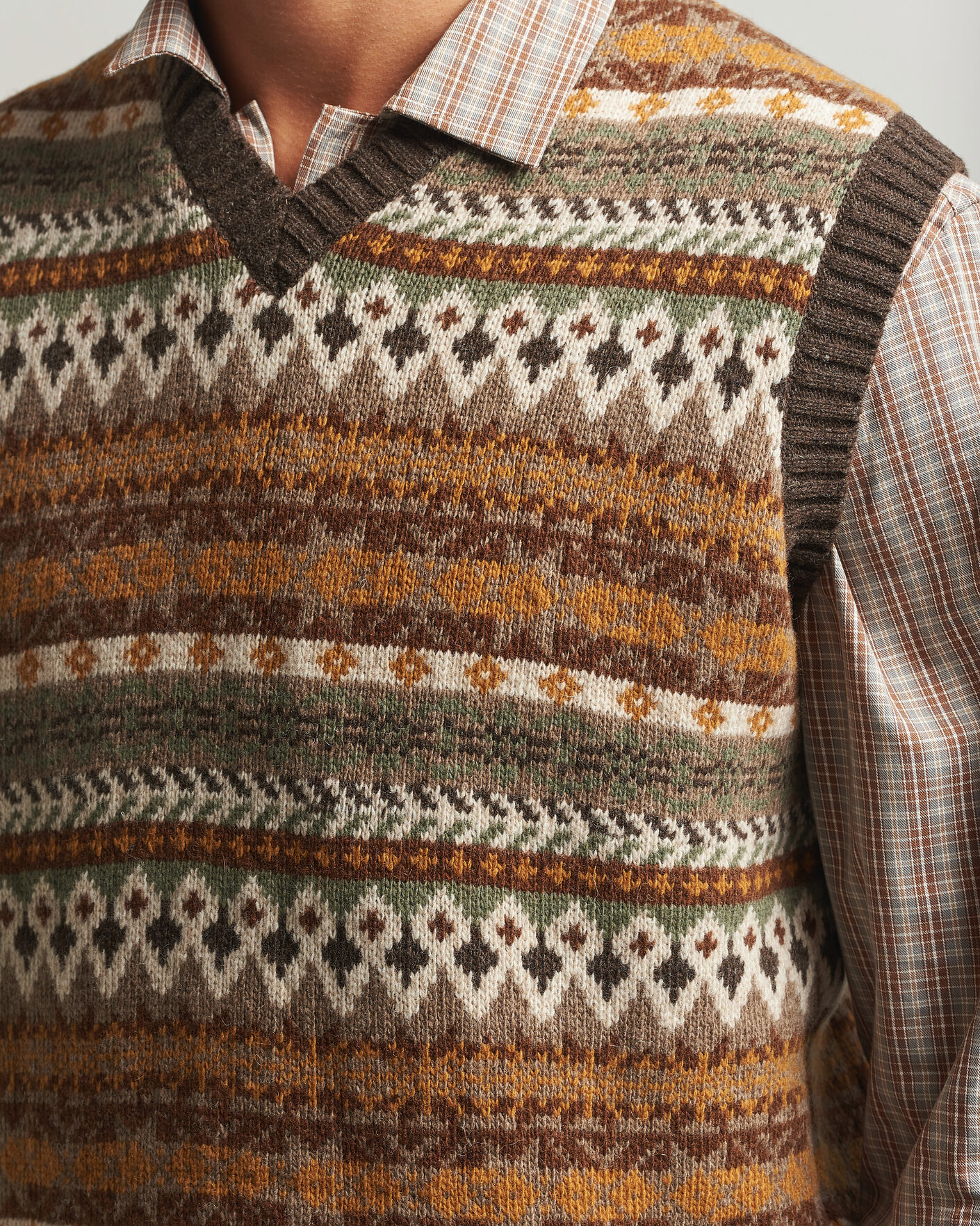 Uomini | Maglieria | Forét | Fairisle Lambswool Vest Thyme