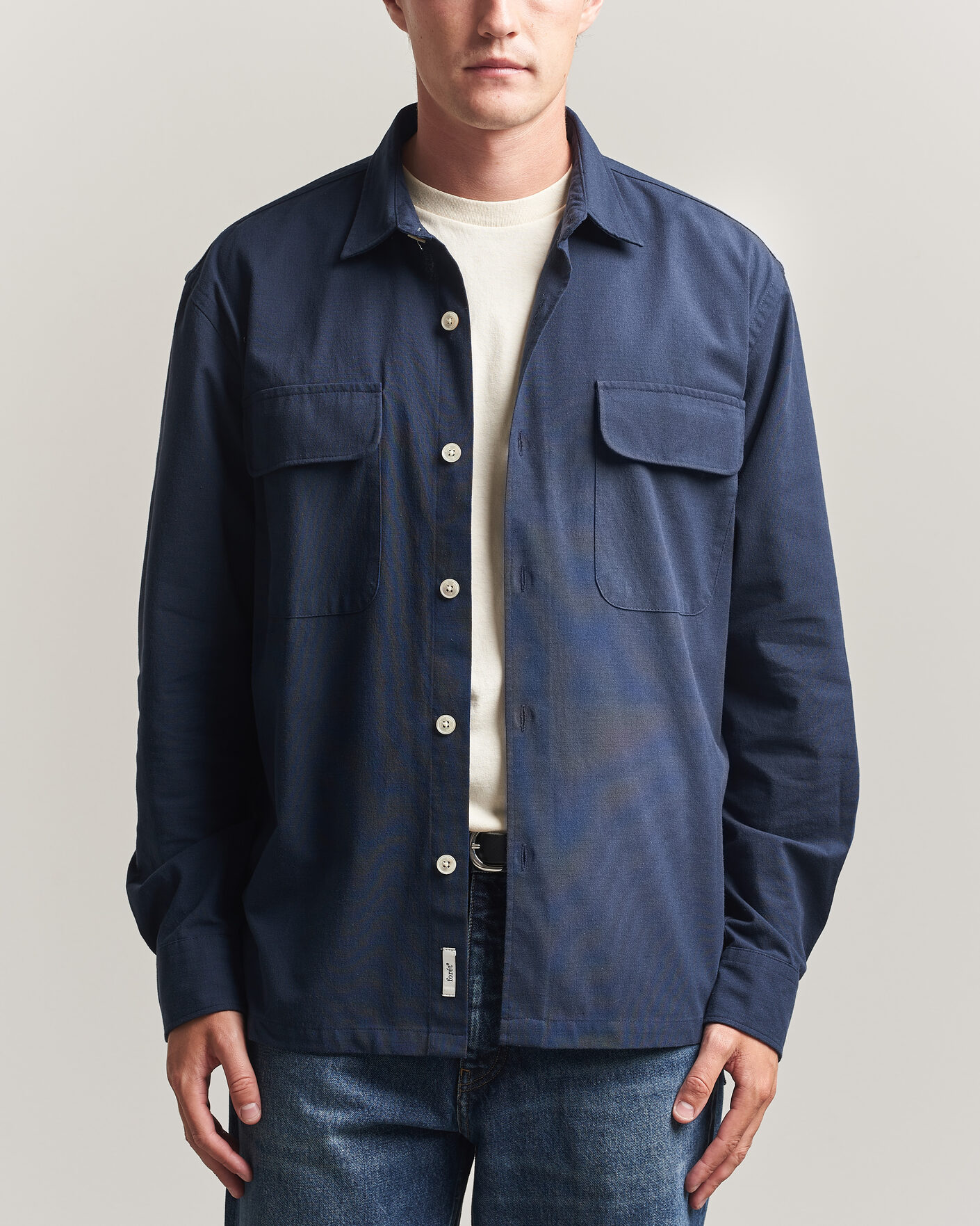 Uomini | Camicie | Forét | Lunar Relaxed Fit Textured Overshirt Navy