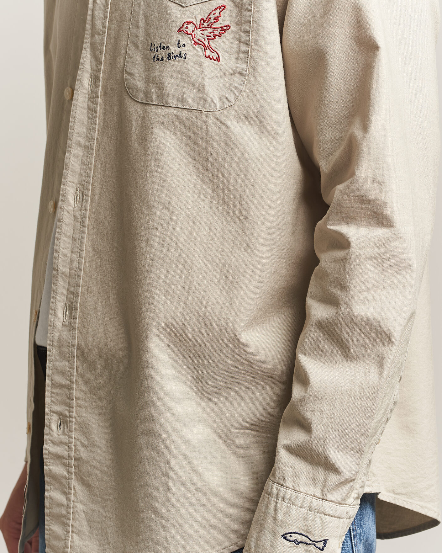 Uomini | Camicie | Forét | Maple Embroidery Oxford Shirt Oat