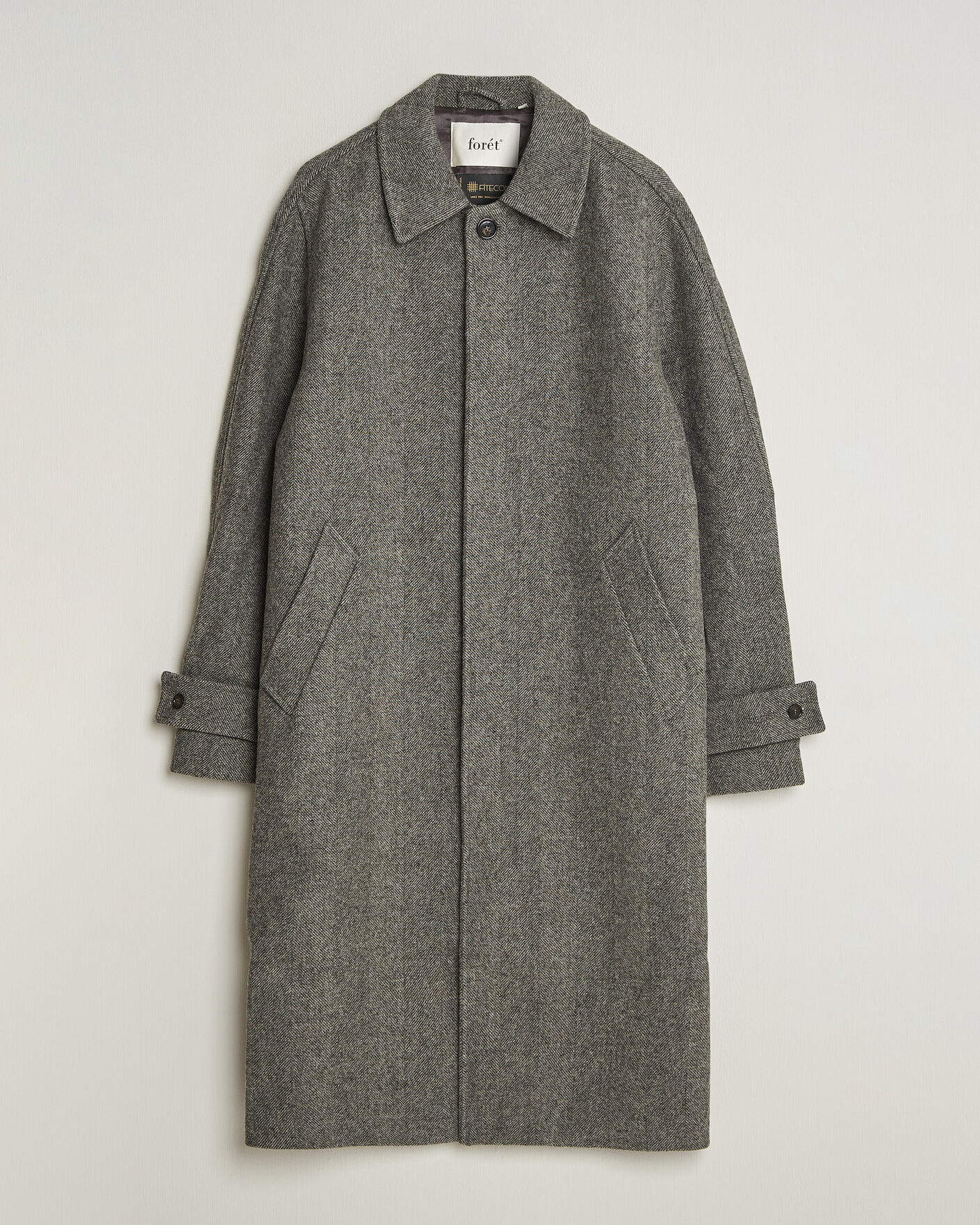 Uomini | Giacche | Forét | Pine Wool Coat Grey Herringbone
