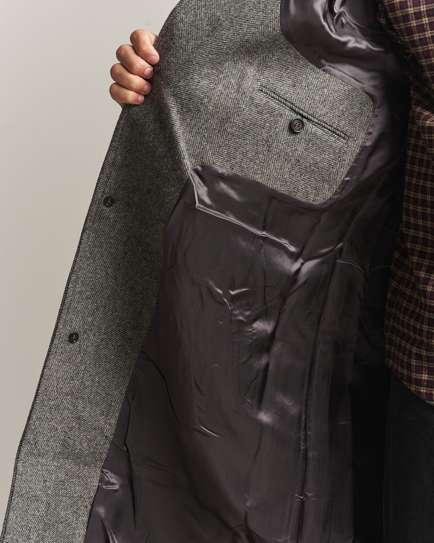 Uomini | Giacche | Forét | Pine Wool Coat Grey Herringbone