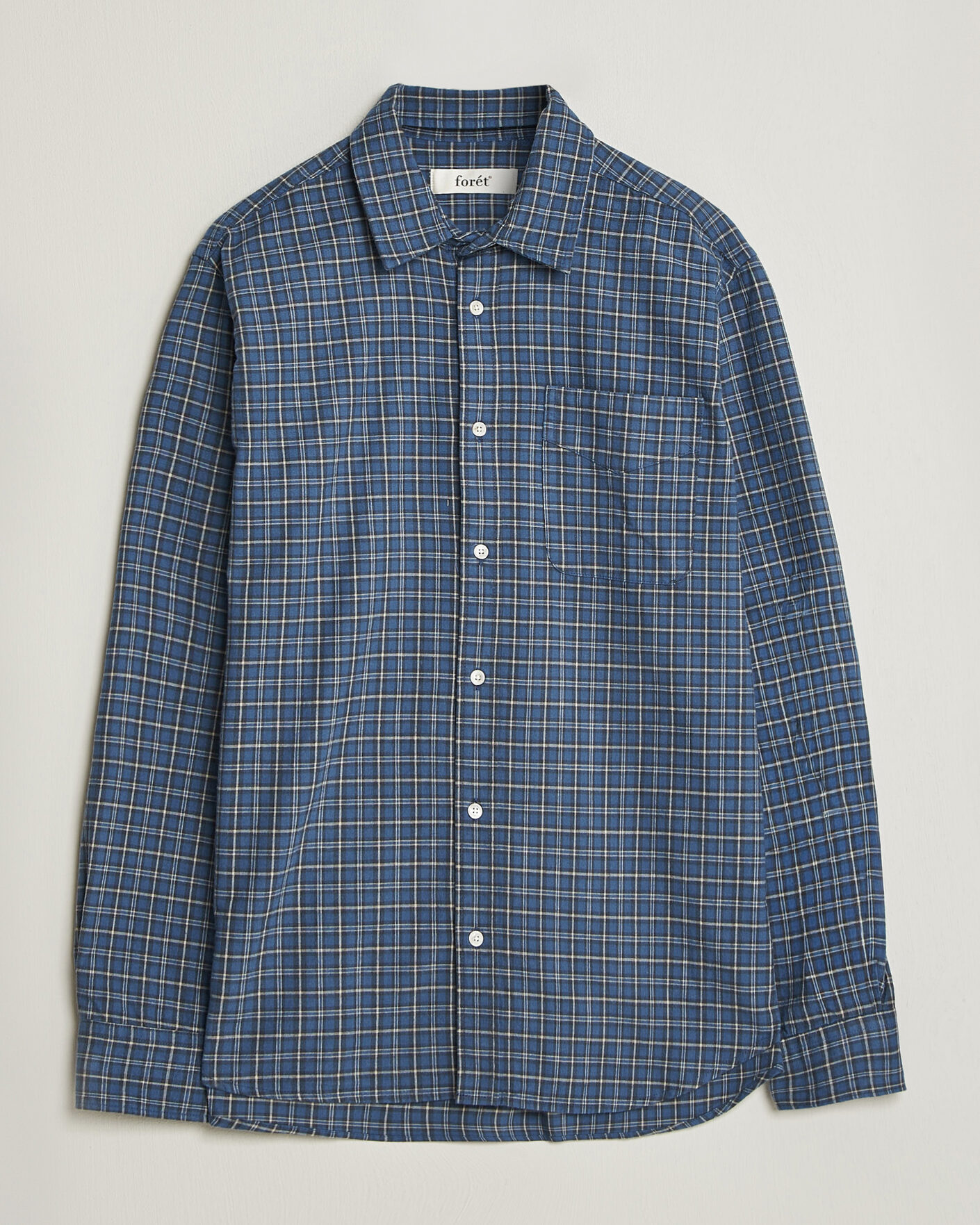 Uomini | Camicie | Forét | Ridge Flannel Check Shirt Navy