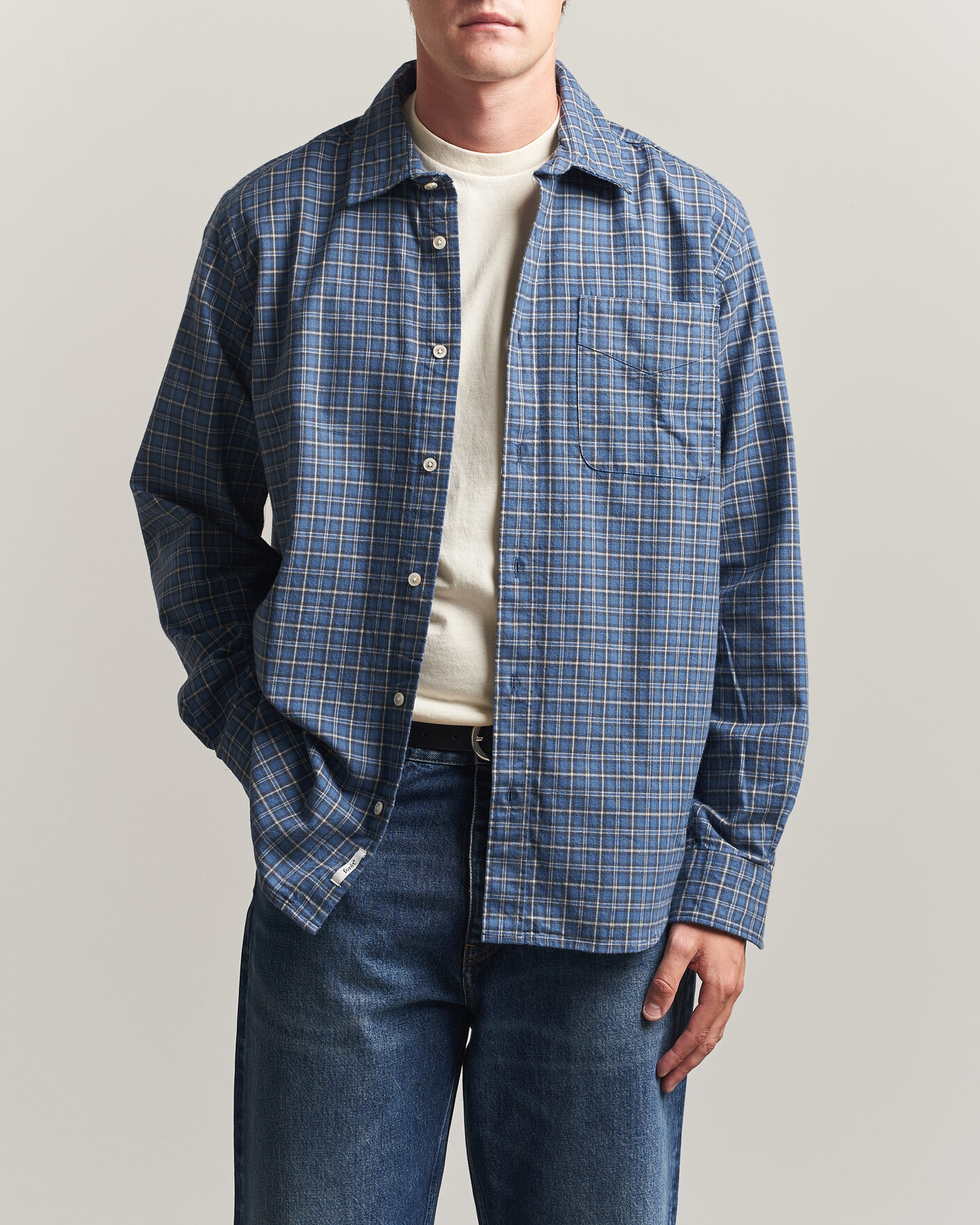 Uomini | Camicie | Forét | Ridge Flannel Check Shirt Navy