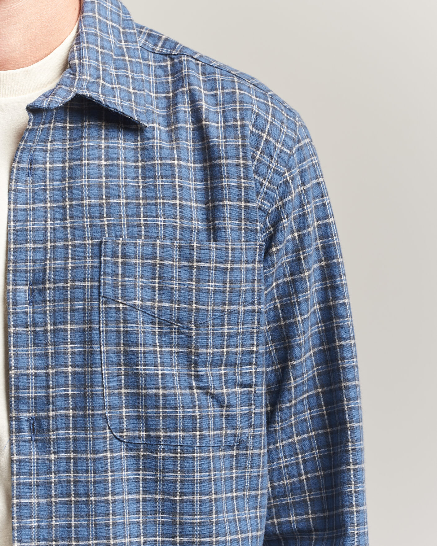 Uomini | Camicie | Forét | Ridge Flannel Check Shirt Navy